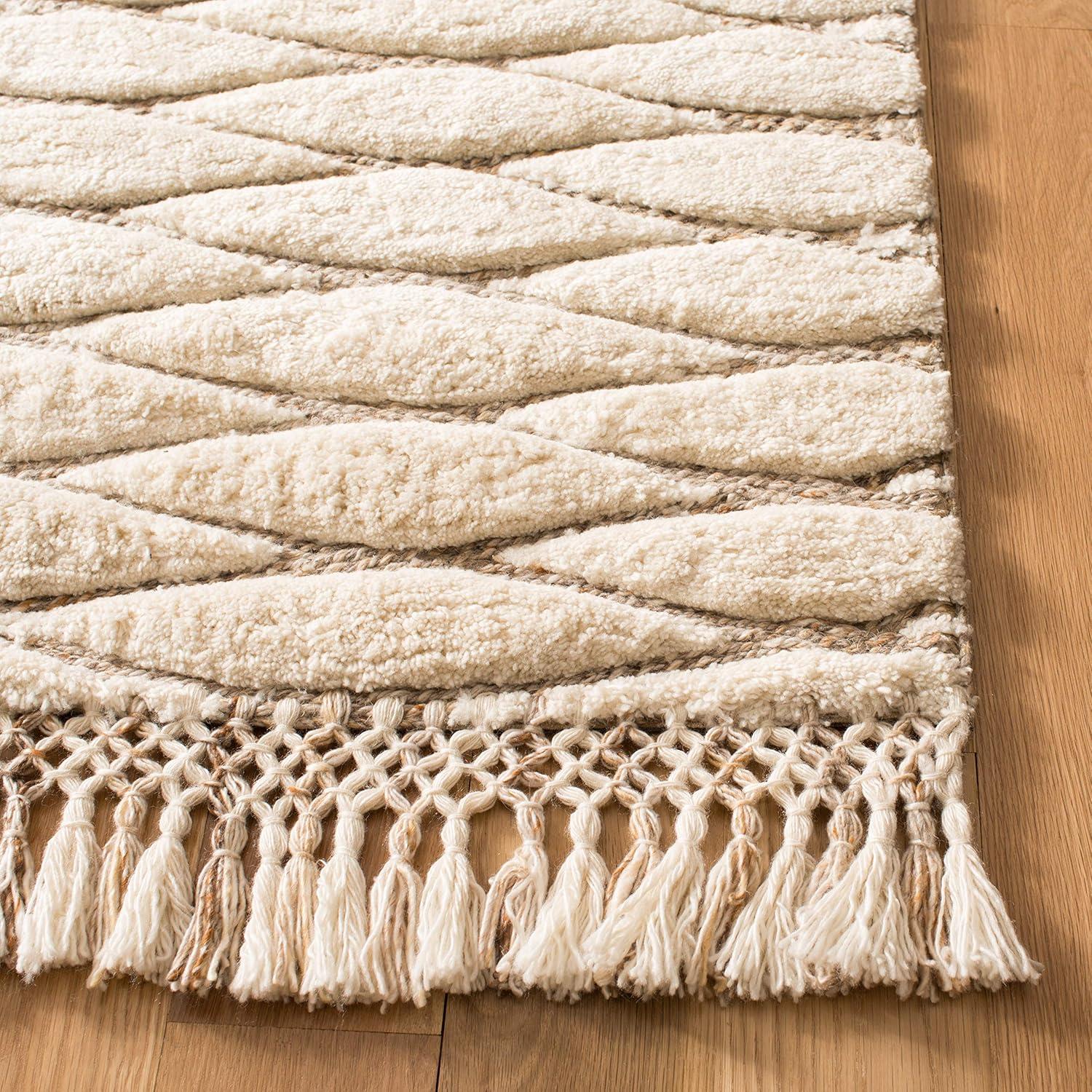 Ivory Hand-Tufted Shag Wool 8' x 10' Area Rug