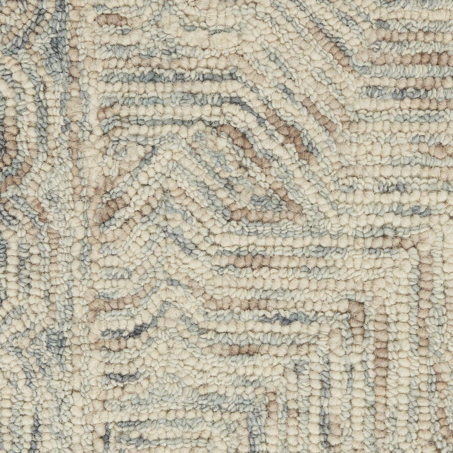 Linked Contemporary Blue and Ivory Hand-Tufted Area Rug