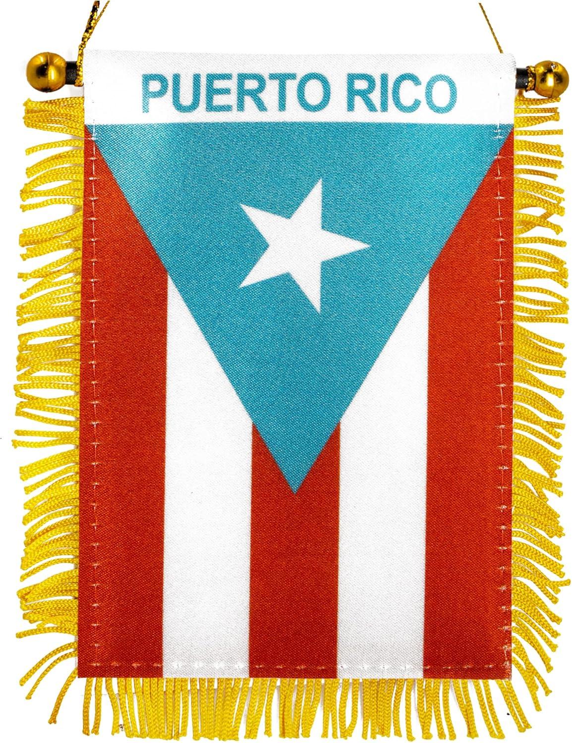 ANLEY Puerto Rico Fringy Window Hanging Flag 4 x 6 in.