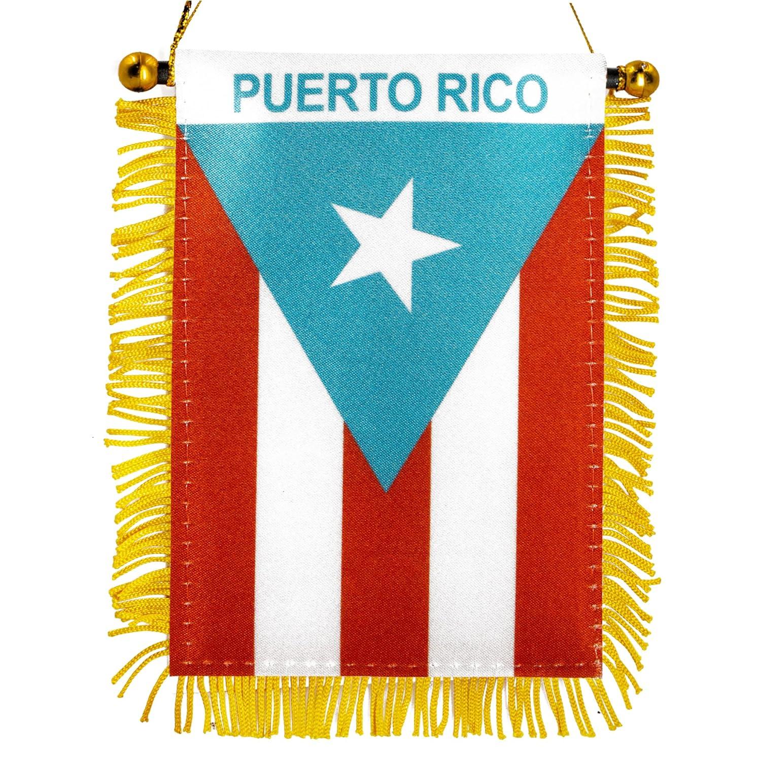 ANLEY Puerto Rico Fringy Window Hanging Flag 4 x 6 in.