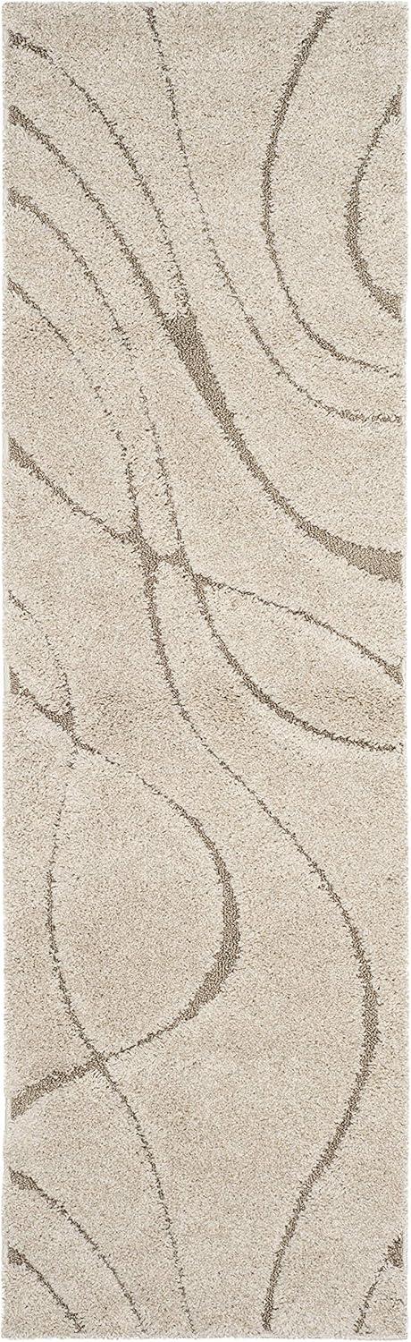 Florida Shag SG471 Power Loomed Runner Rug - Cream/Beige - 2'3"x9' - Safavieh.