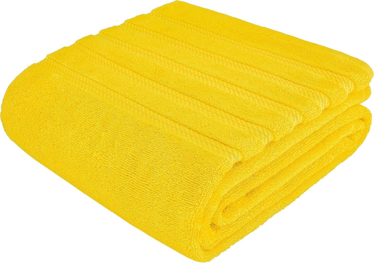 American Soft Linen 100% Cotton Jumbo Large Bath Towel, 35 in by 70 in Bath Towel Sheet, Yellow