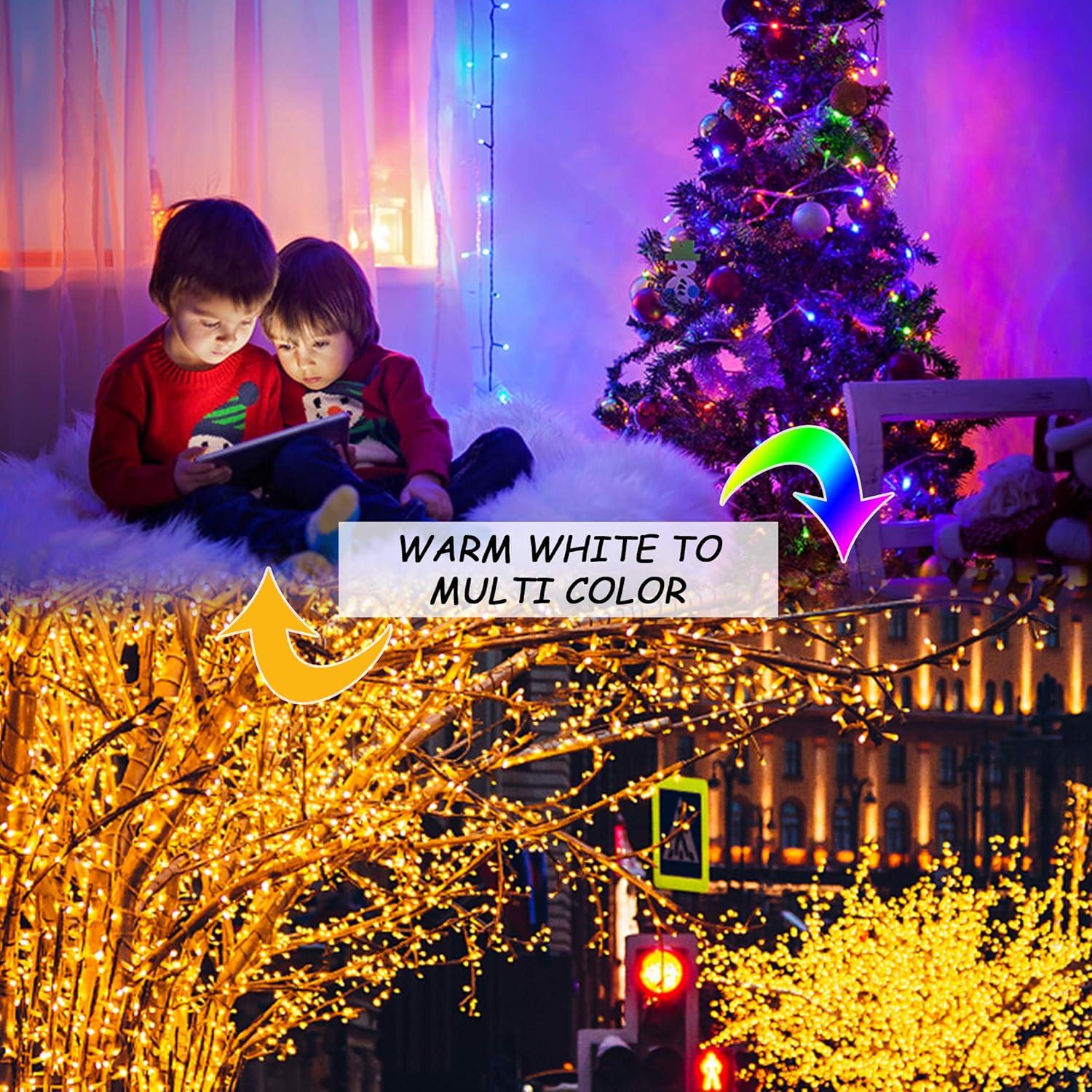 Warm White and Multicolor LED Christmas Tree String Lights, 66 ft