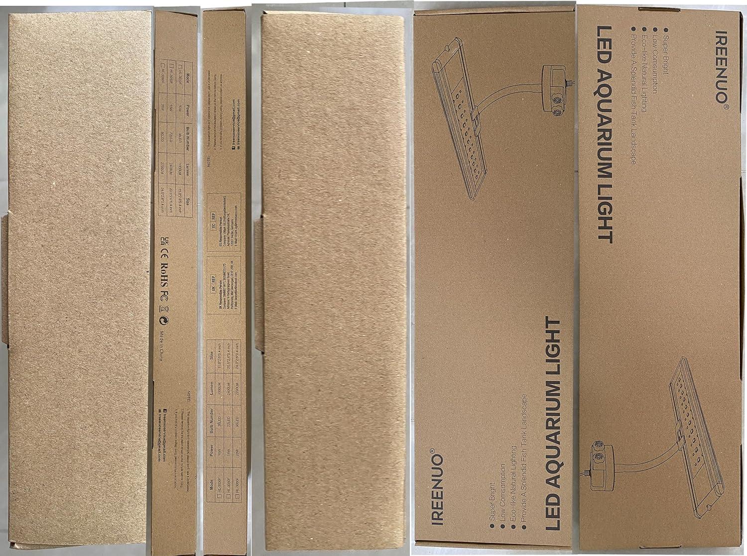 IREENUO Aquarium LED Light, Full Spectrum Fish Tank Clip on Light with Remote, Color Changing Lighting for Reef Coral Aquatic Plants and Fish Keeping (20W（23.6inch)