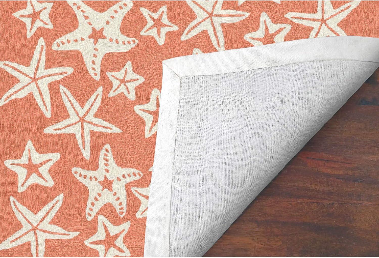 Hand-Tufted Coral and White Starfish Wool Rug