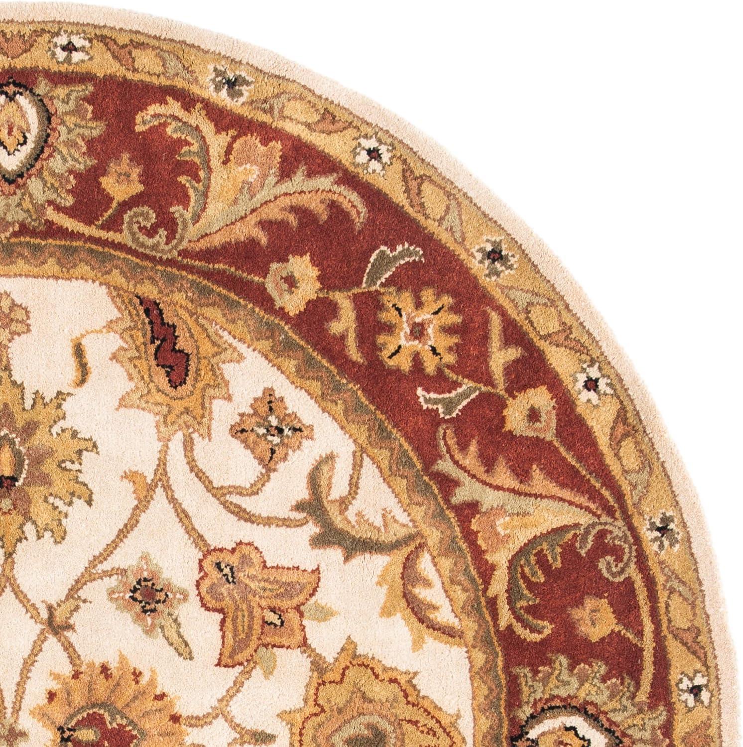 Classic CL244 Hand Tufted Accent Rug - Ivory/Red - 3'6" Round - Safavieh.
