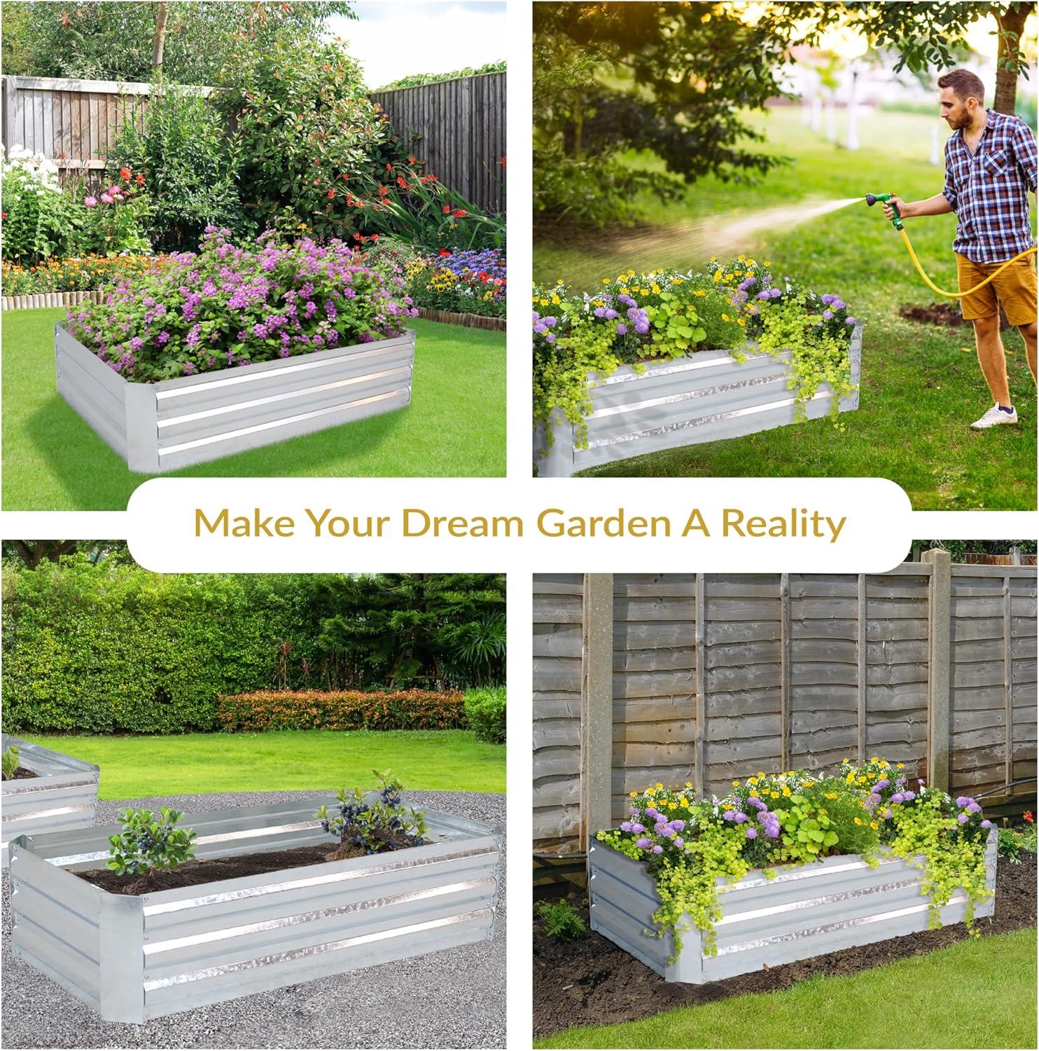Ippolito Rectangular Galvanized Steel Raised Garden Bed