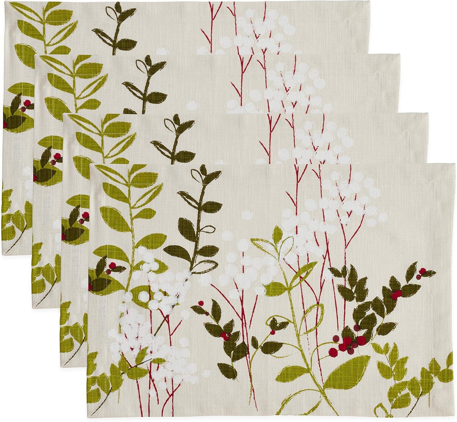 Saro Lifestyle Holiday Botanical Placemat, 14"x20" Oblong, Natural (Set of 4)