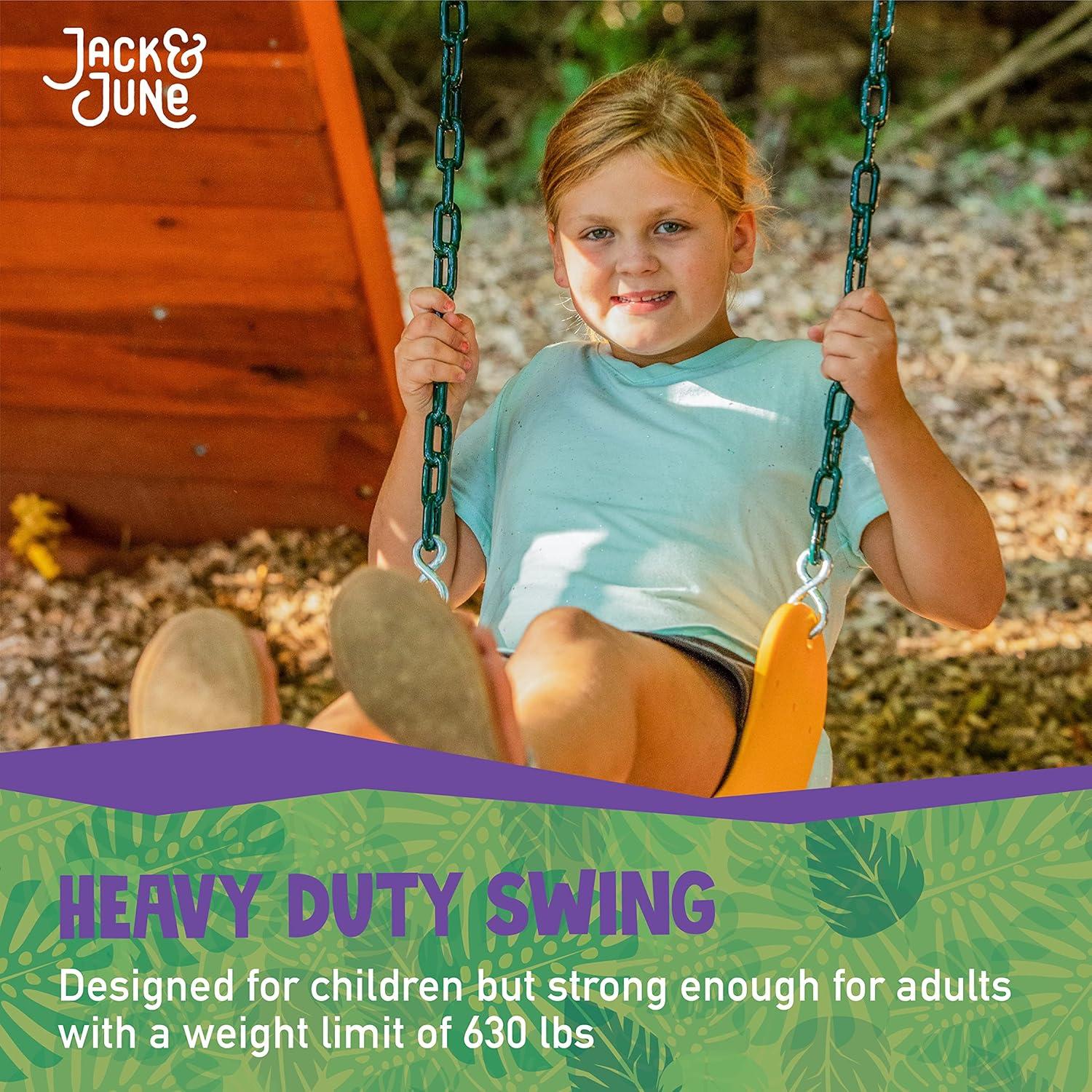 Jack and June Yellow Belt Playset Swing with 80” Chains Made for 5’ and 6’ Deck Height