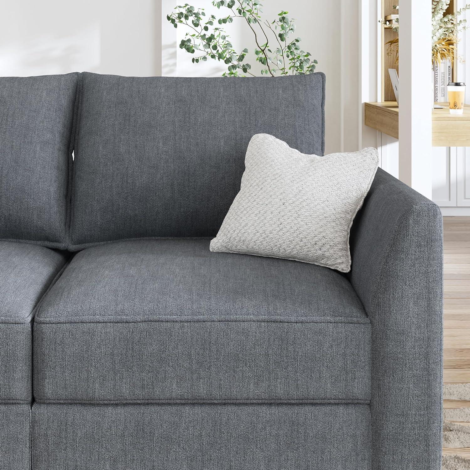 HONBAY Modular Sectional Sofa with Reversible Chaises Sofa with Ottomans U Shaped Sectional Couch for Living Room, Bluish Grey