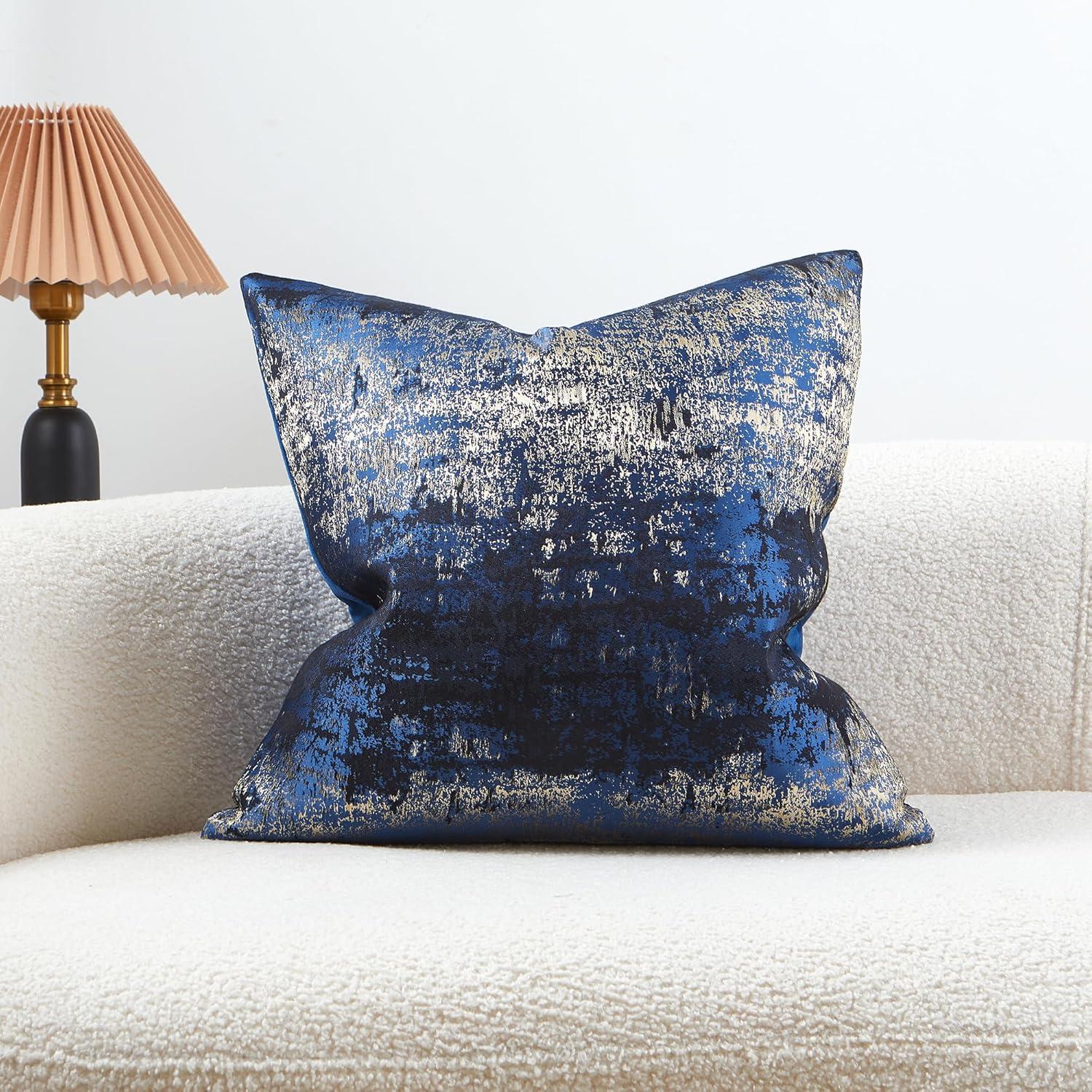 THE-TINOART Glam Jacquard & Velvet Throw Square Accent Pillow Cover 20"x20" 1Piece