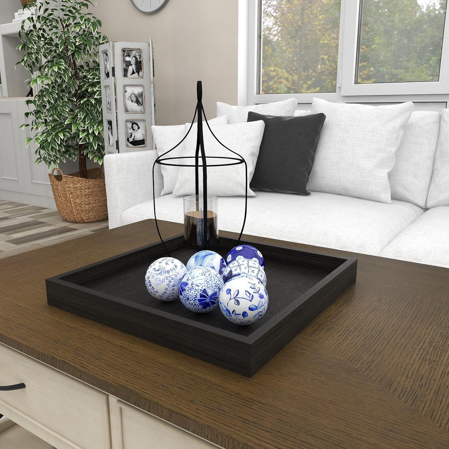 DecMode Blue 3" Floral Handmade Glossy Ceramic Orbs & Vase Filler with Varying Patterns (6 Count)