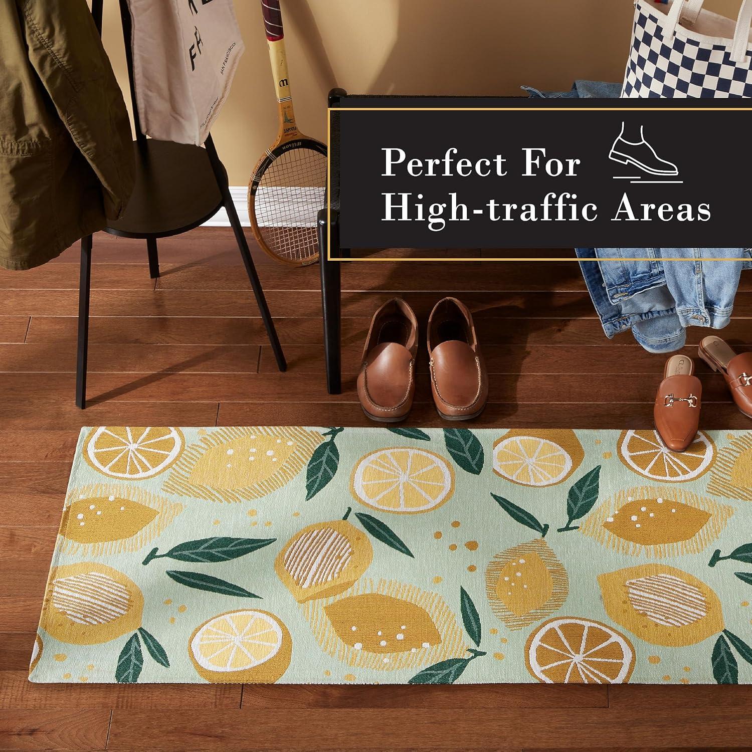 TOWN & COUNTRY Living Livie Fresh Lemon Everwash Washable Non-Slip Backing Kitchen Runner Rug