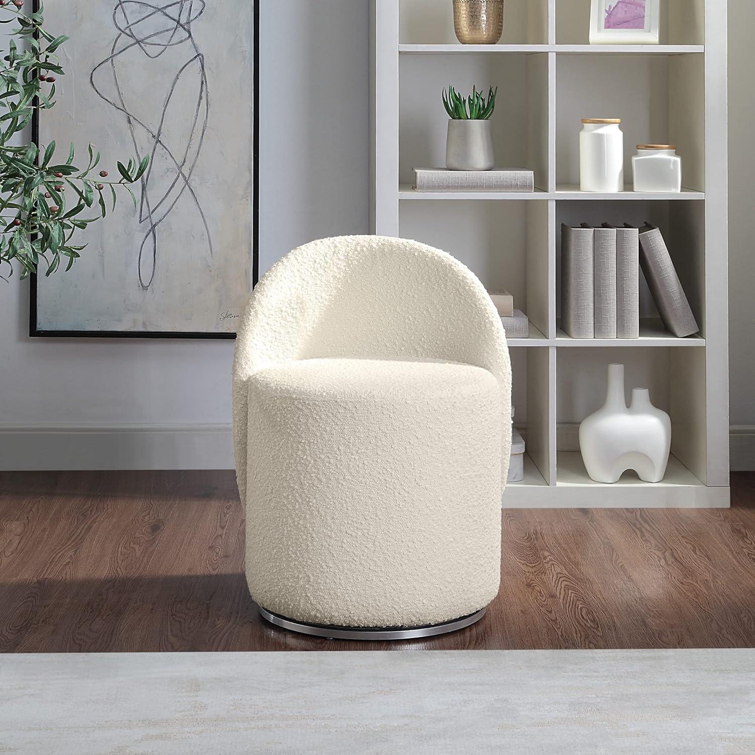 OSP Home Furnishings Lystra Fabric Swivel Vanity Chair in Textured Cream Fabric