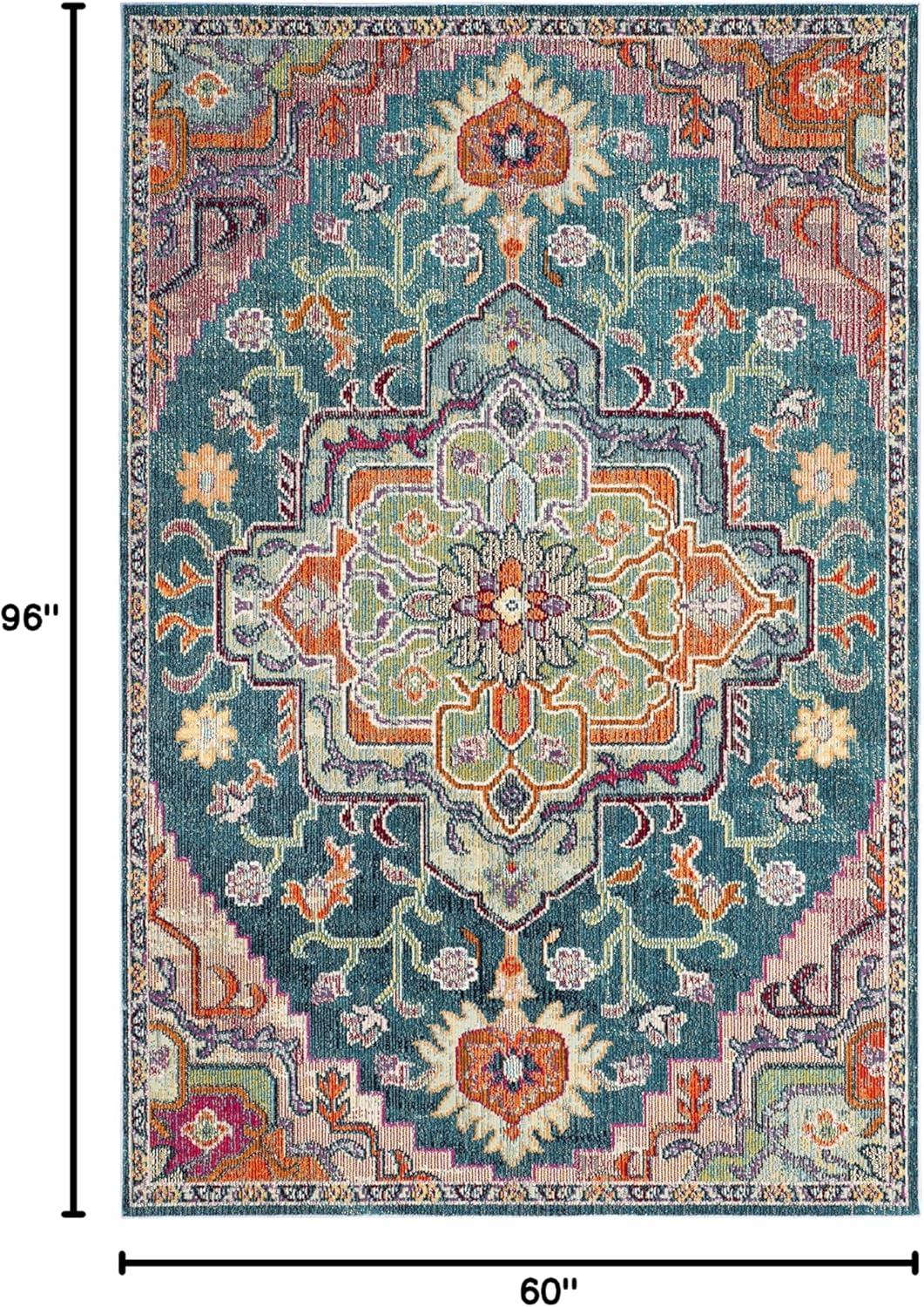 Crystal CRS501 Loomed Indoor Area Rug - Teal/Rose - 5'x8' - Safavieh