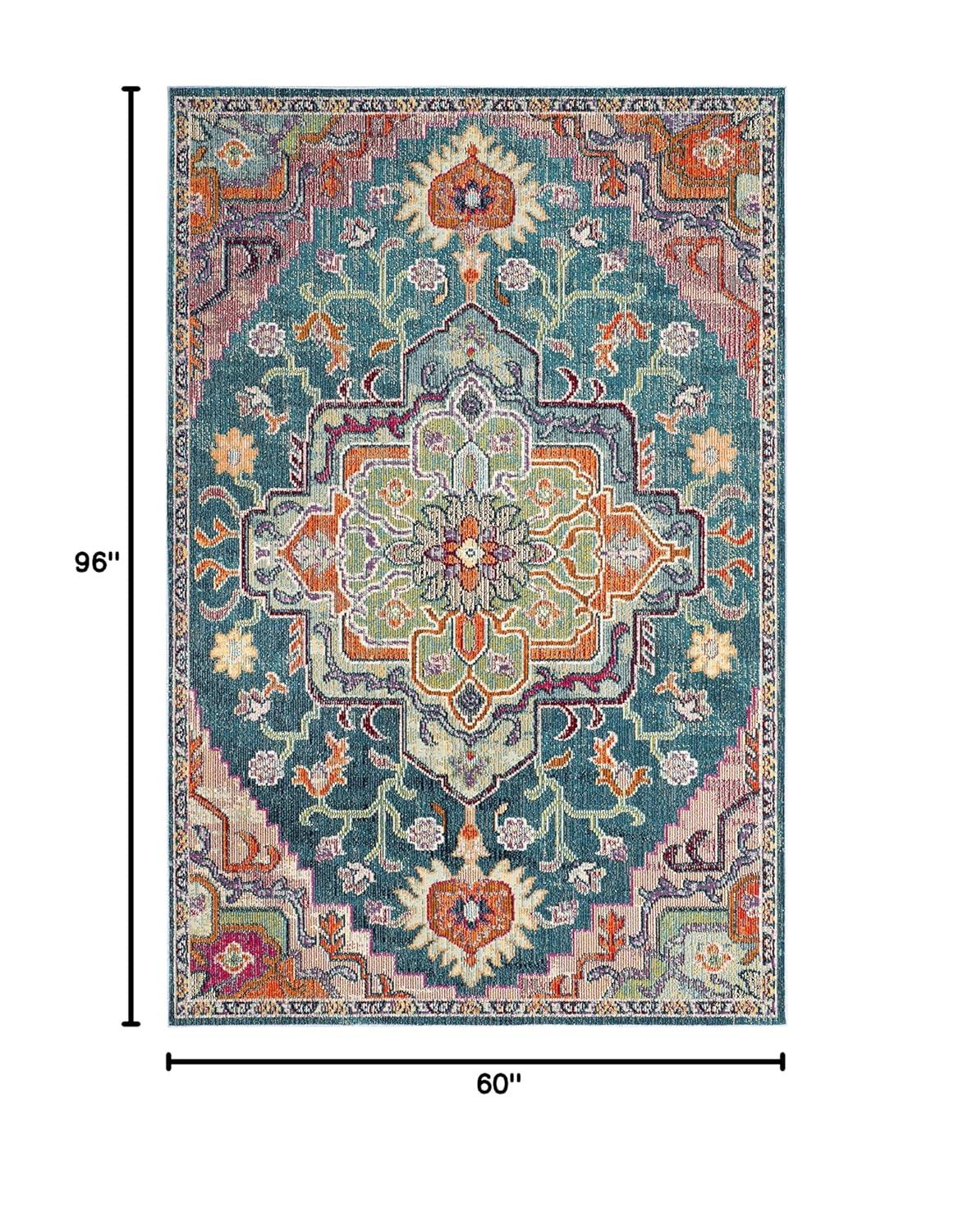 Crystal CRS501 Loomed Indoor Area Rug - Teal/Rose - 5'x8' - Safavieh