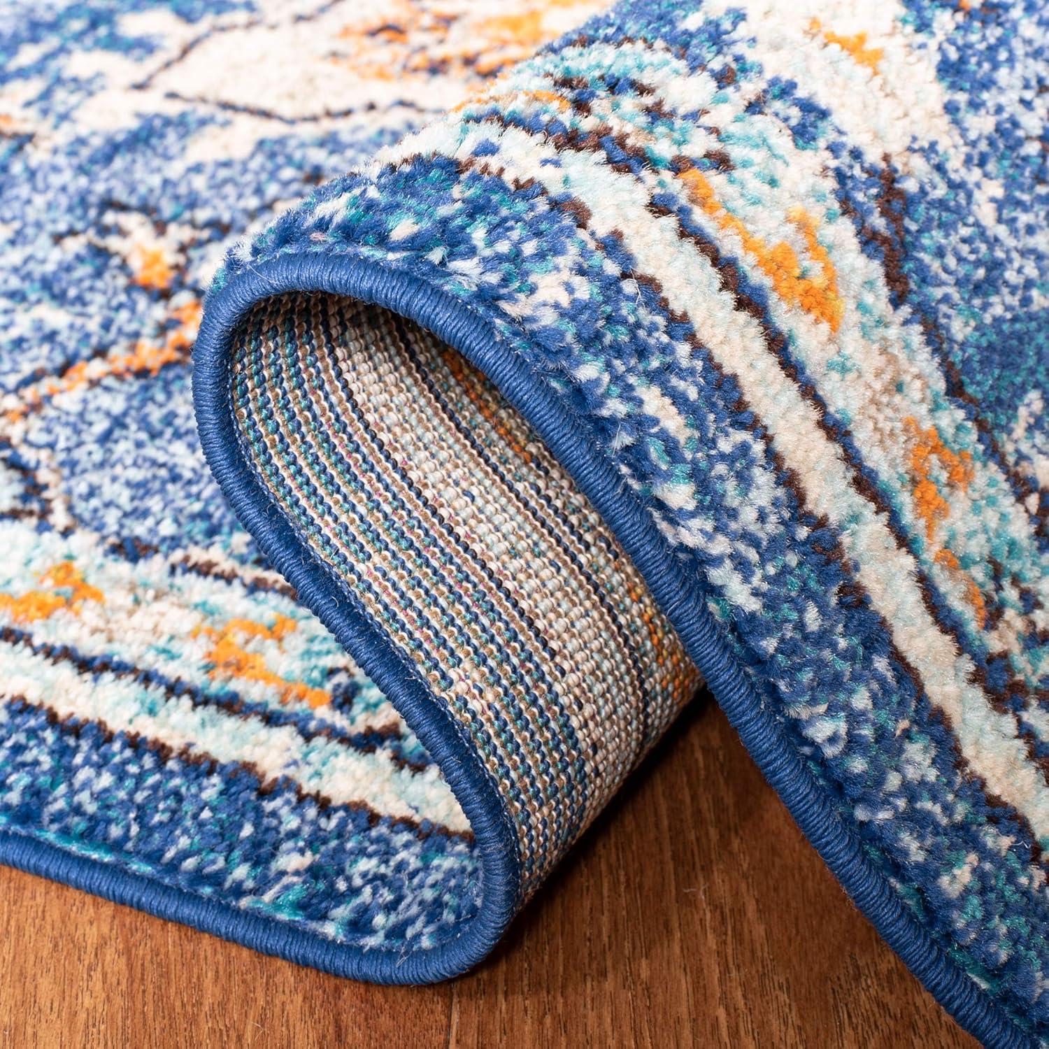 Madison MAD473 Power Loomed Indoor Runner Rug - Blue/Light Blue - 2'2"x16' - Safavieh