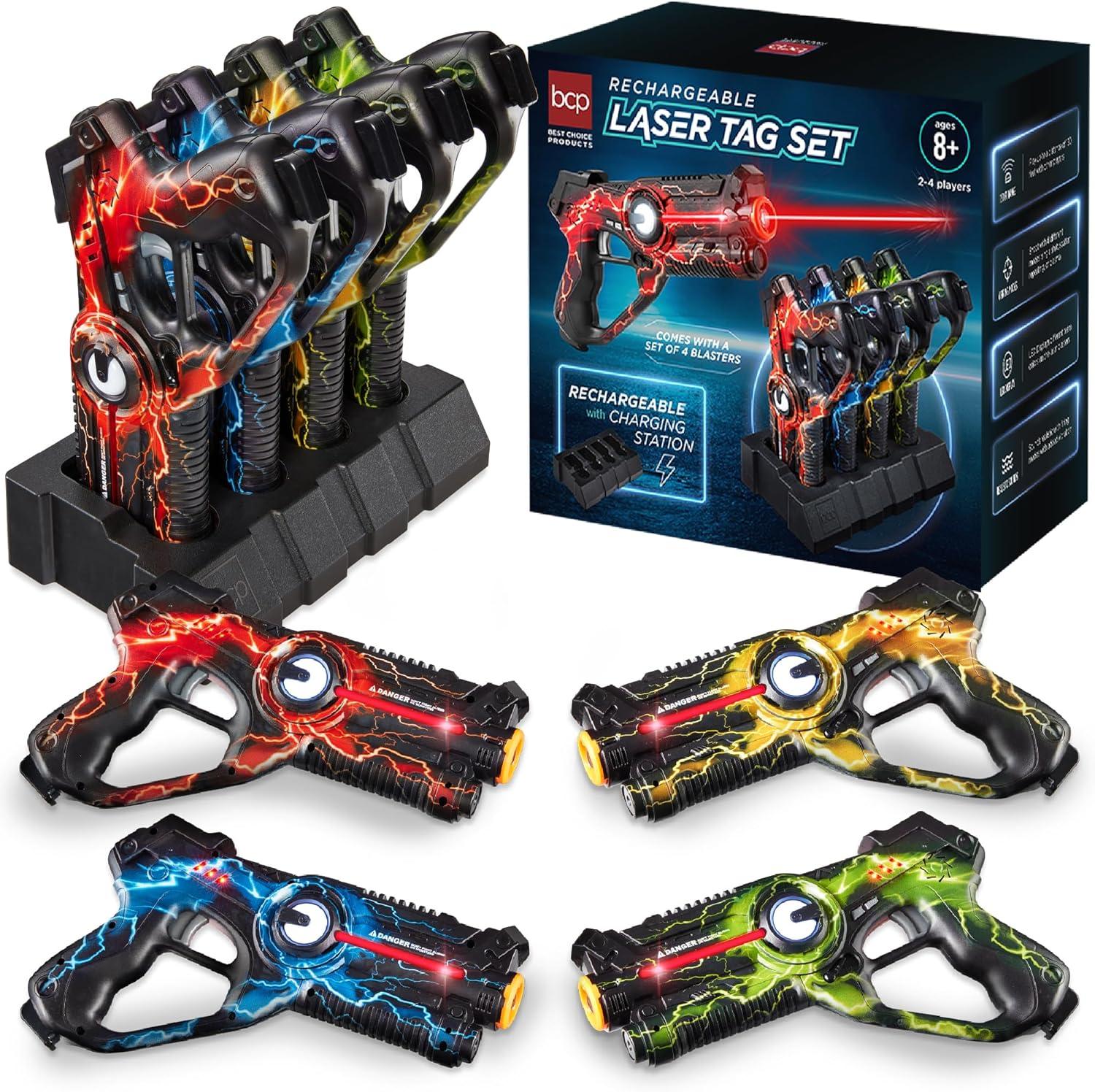 Rechargeable Laser Tag Blasters Set with Docking Station, 4 Colors