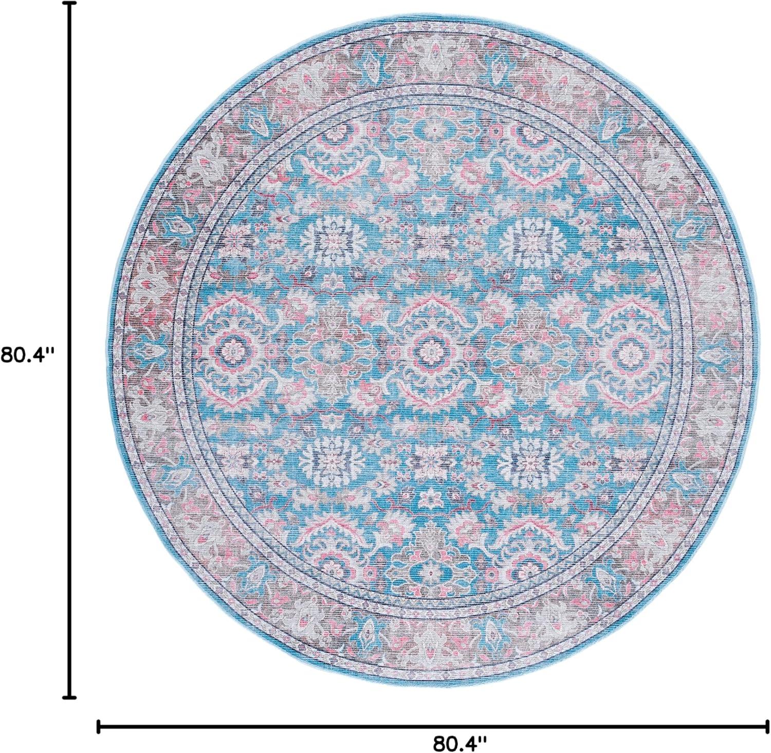 Safavieh Serapi 6'7" Round Rust and Blue Washable Area Rug