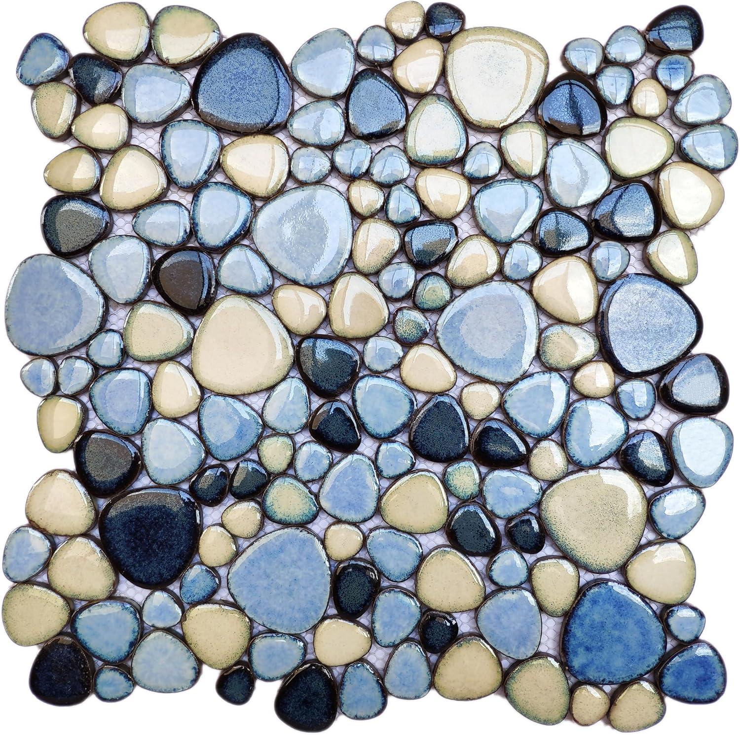 Blue Porcelain Pebbles / Rocks Wall & Floor Tile