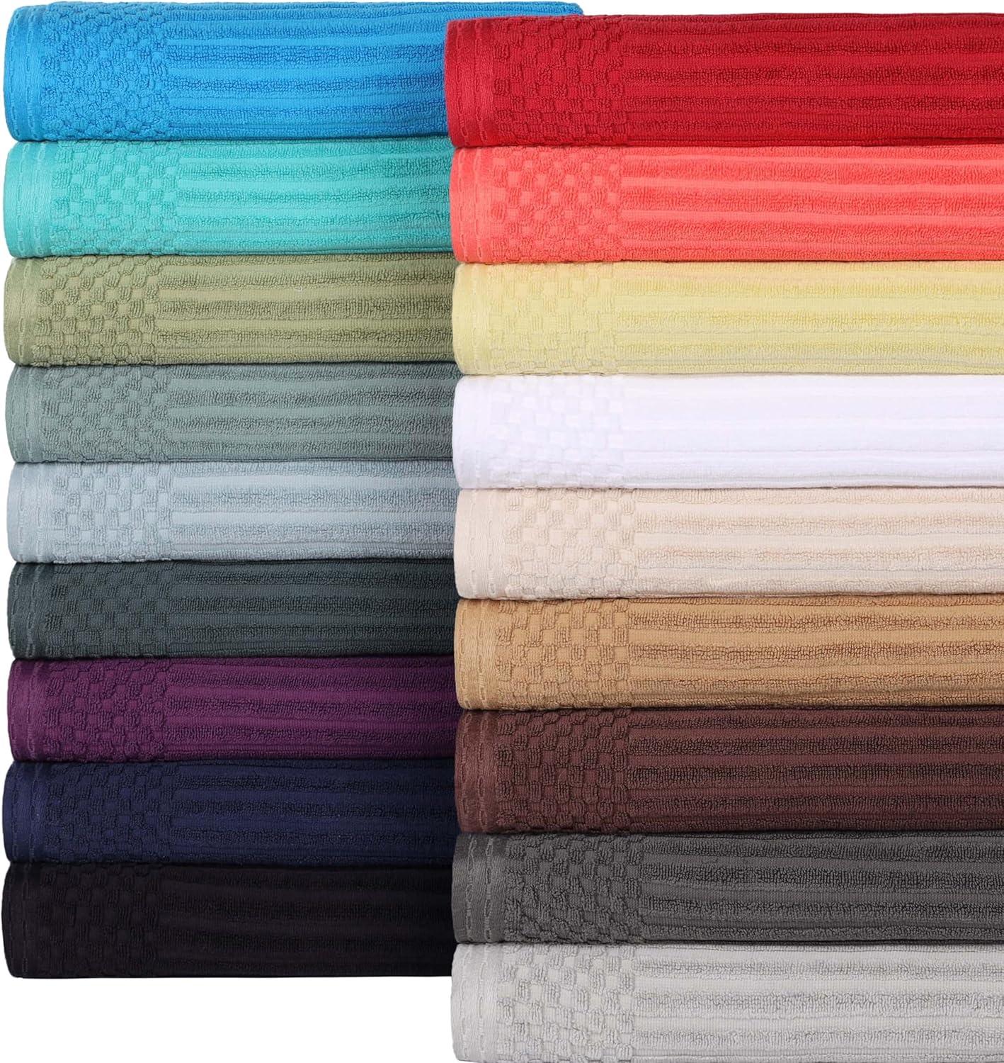 Superior Soho Ribbed Cotton Absorbent Bath Towel Set of 4, Turquoise