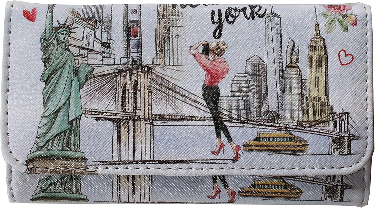 Compact White Synthetic Leather New York Souvenir Wallet