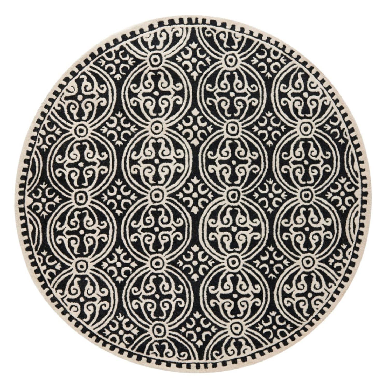 SAFAVIEH Cambridge Leslie Geometric Wool Runner Rug, Black/Ivory, 2'6" x 10'