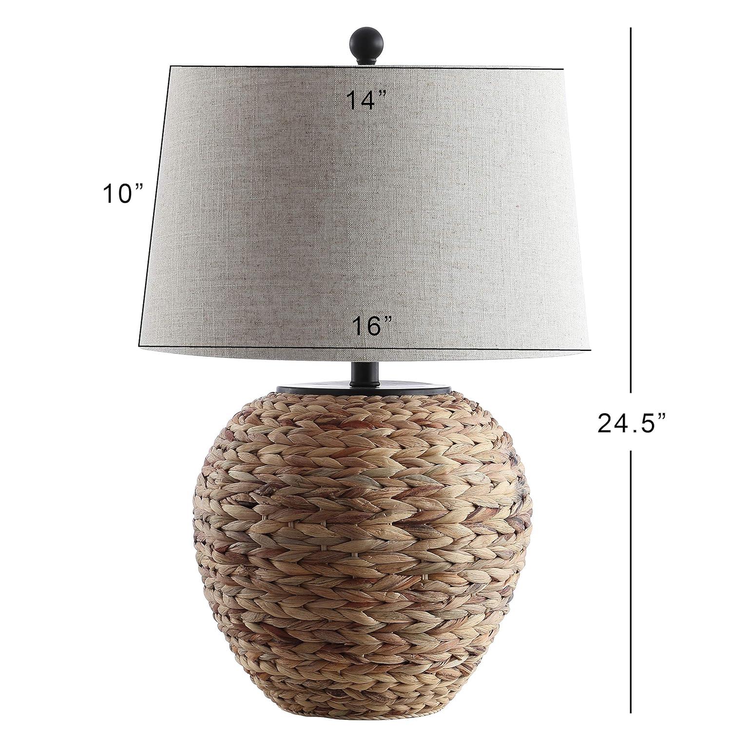 JYL6501A Alaro 24.5" Banana Leaf Basket LED Table Lamp Coastal Cottage Industrial Bedside Desk Nightstand for Bedroom Living Room Office College Bookcase LED Bulb Included, Natural