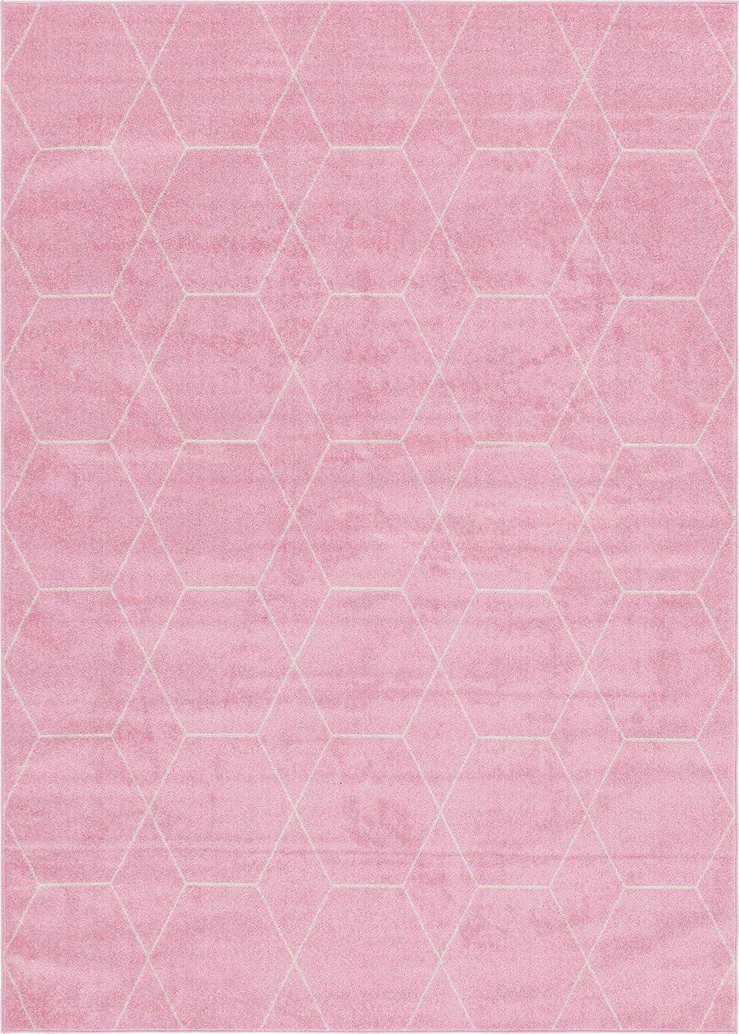 Unique Loom 8' 0 x 11' 0 Trellis Frieze Geometric Light Pink Area Rug