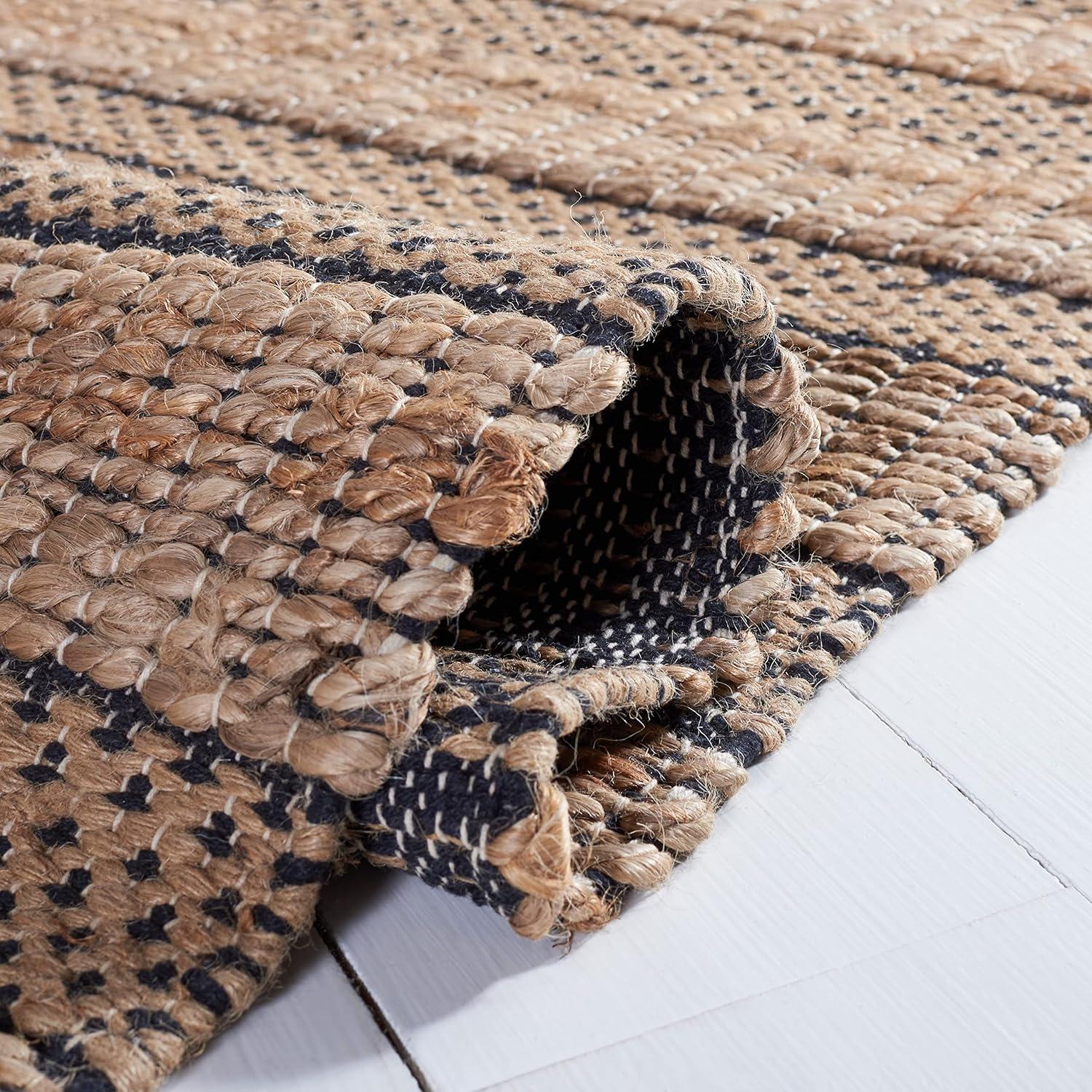 Natural Fiber NFB655 Flat Weave Indoor Accent Rug - Black/Natural - 3'x5' - Safavieh