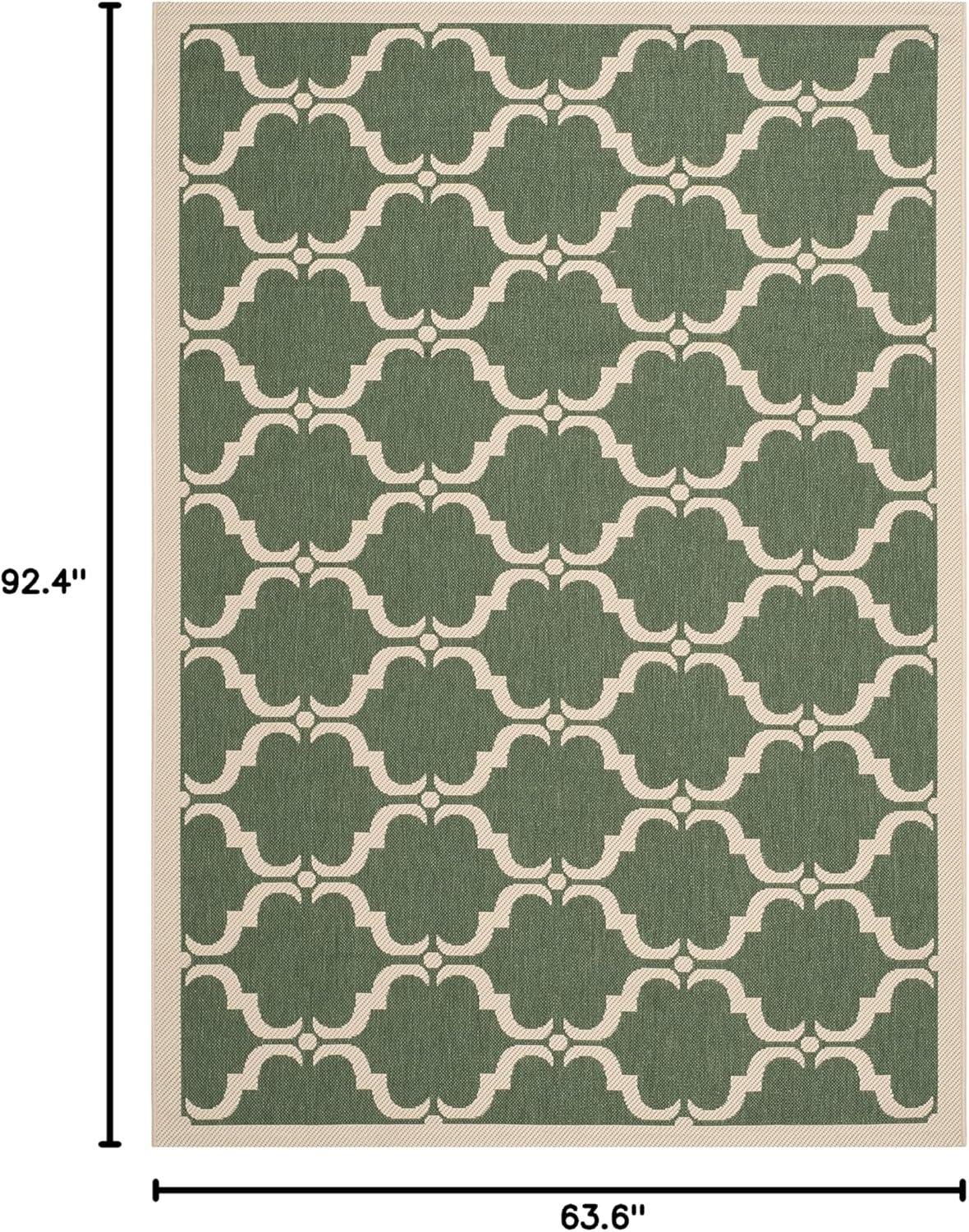 Dark Green and Beige Rectangular Synthetic Outdoor Area Rug