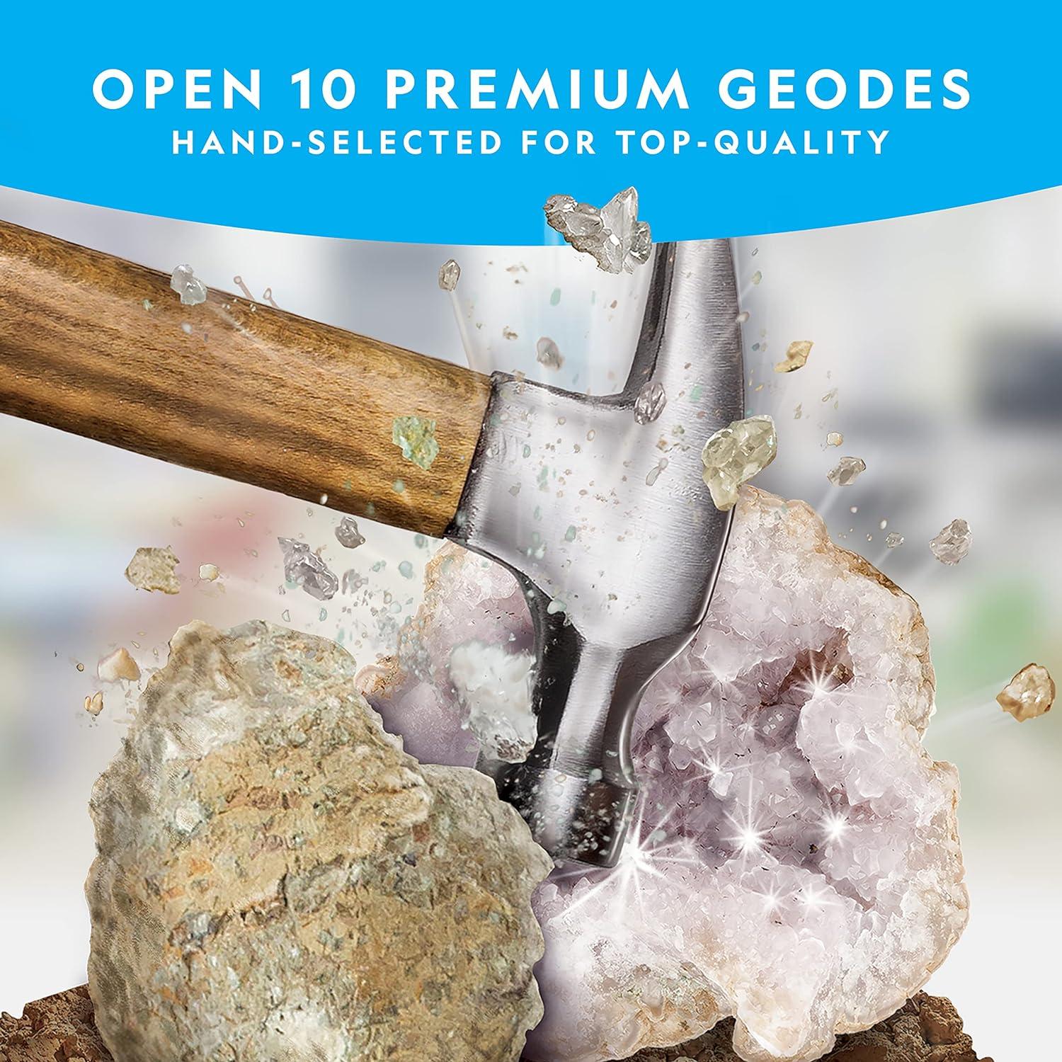 Eduman Geodes Kit, Break Open 10 Geodes, STEM Educational Geology Toys Science Kit ,Gift for Child Age 6+