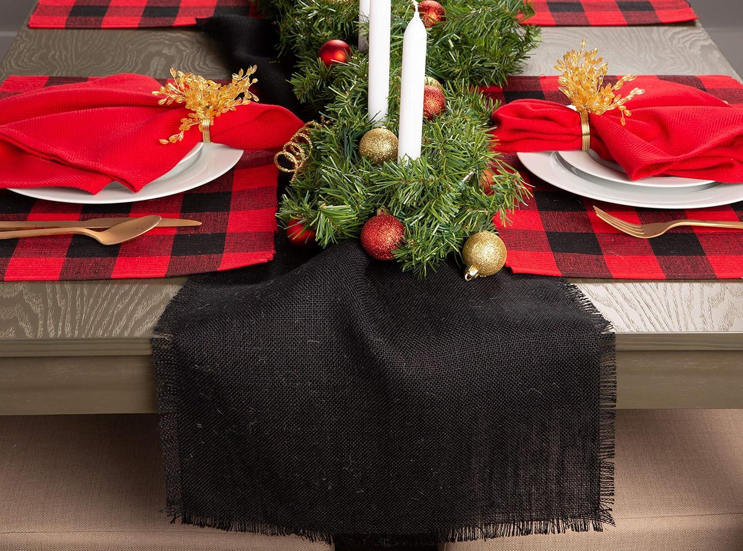 Black Jute Rustic Table Runner, 15 x 110 inches