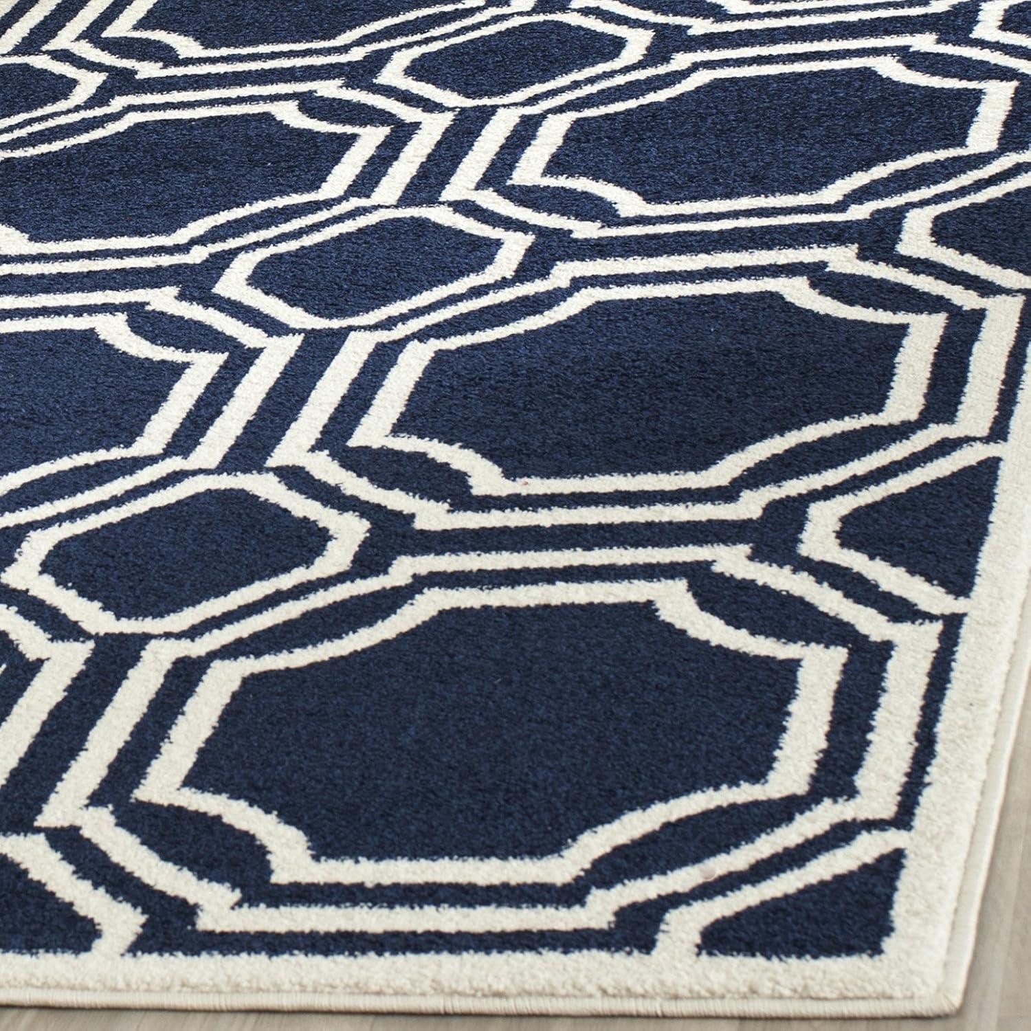 Amherst AMT411 Power Loomed Accent Rug - Navy/Ivory - 2'6"x4' - Safavieh.
