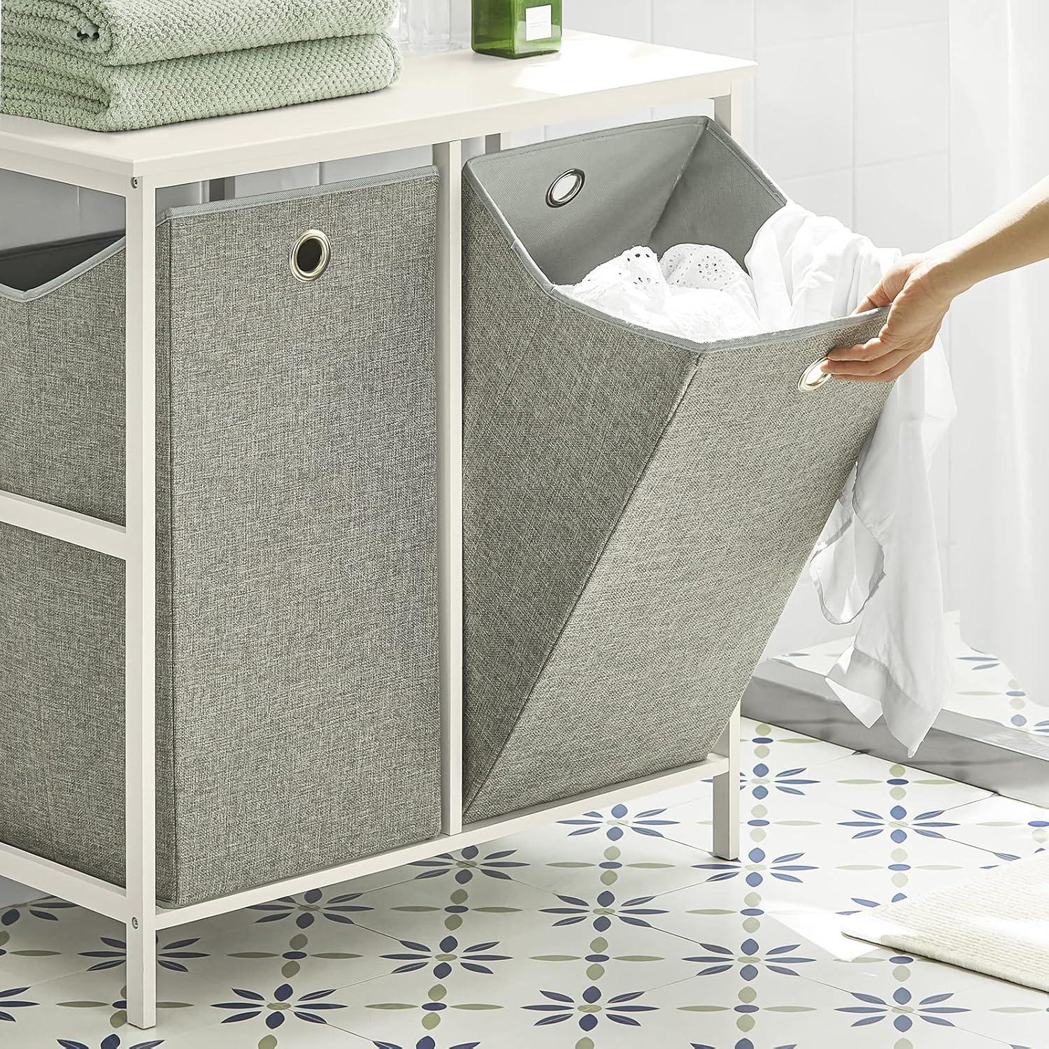 Haotian Bathroom Laundry Hamper Basket with Shelf