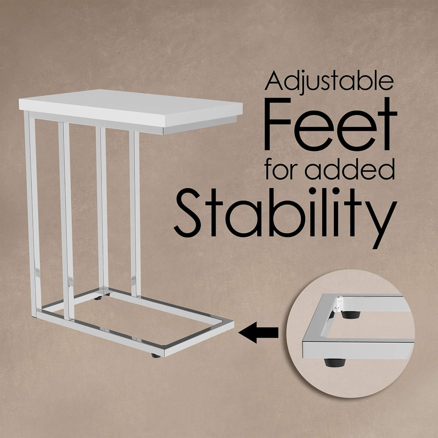 Lavish Home C-Shaped Sofa Side Table - Modern End Table, Laptop Tray, or Compact Bedside Nightstand - Space Saving Furniture by Lavish Home (White)