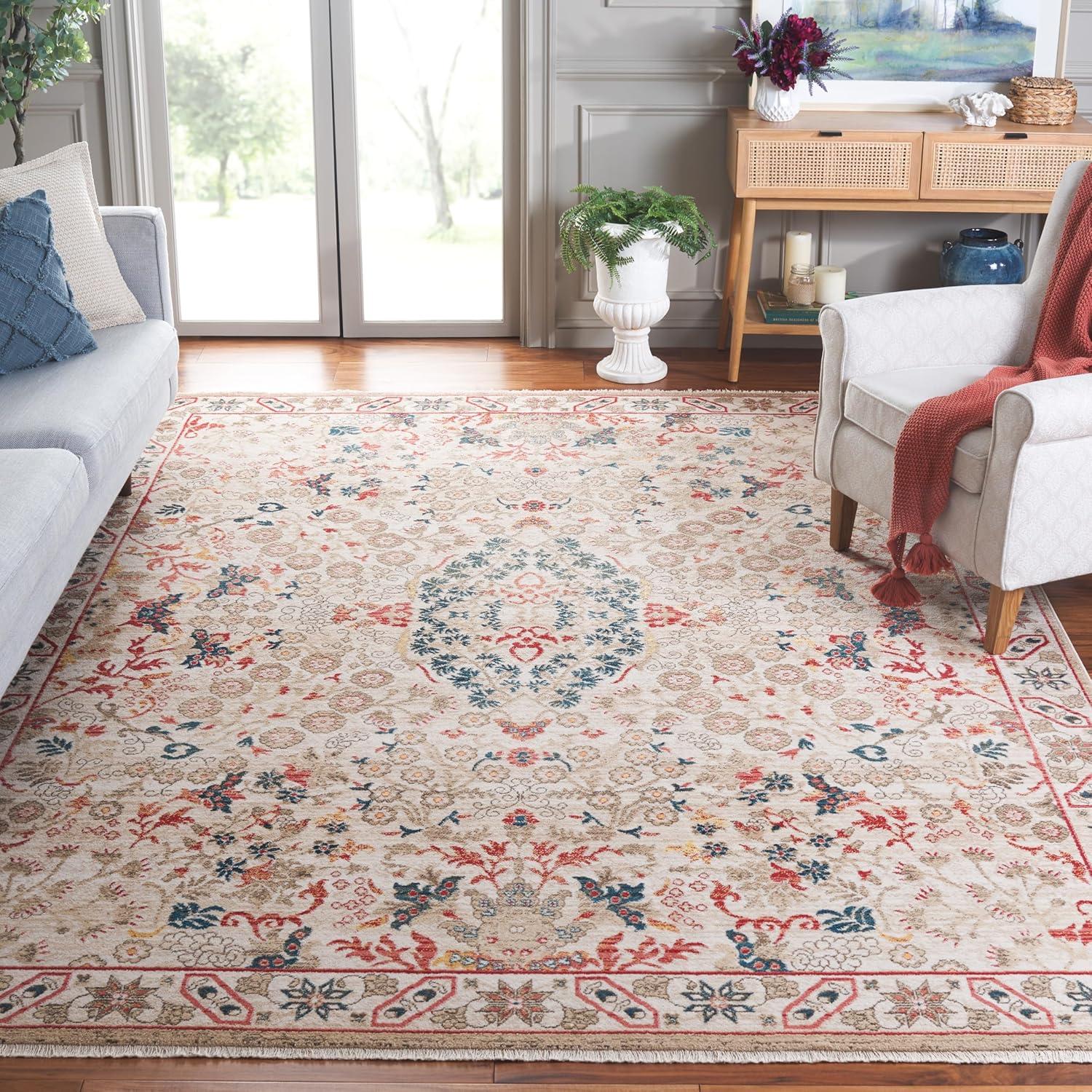 Kashan KSN301 Power Loomed Area Rug - Ivory/Ivory - 9'x12'6" - Safavieh