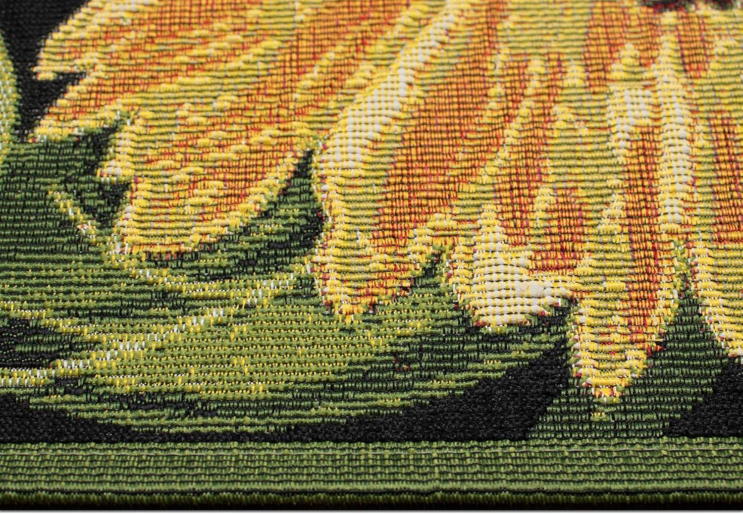 Liora Manne Marina Sunflowers Indoor/Outdoor Rug Black 3'3" x 4'11"