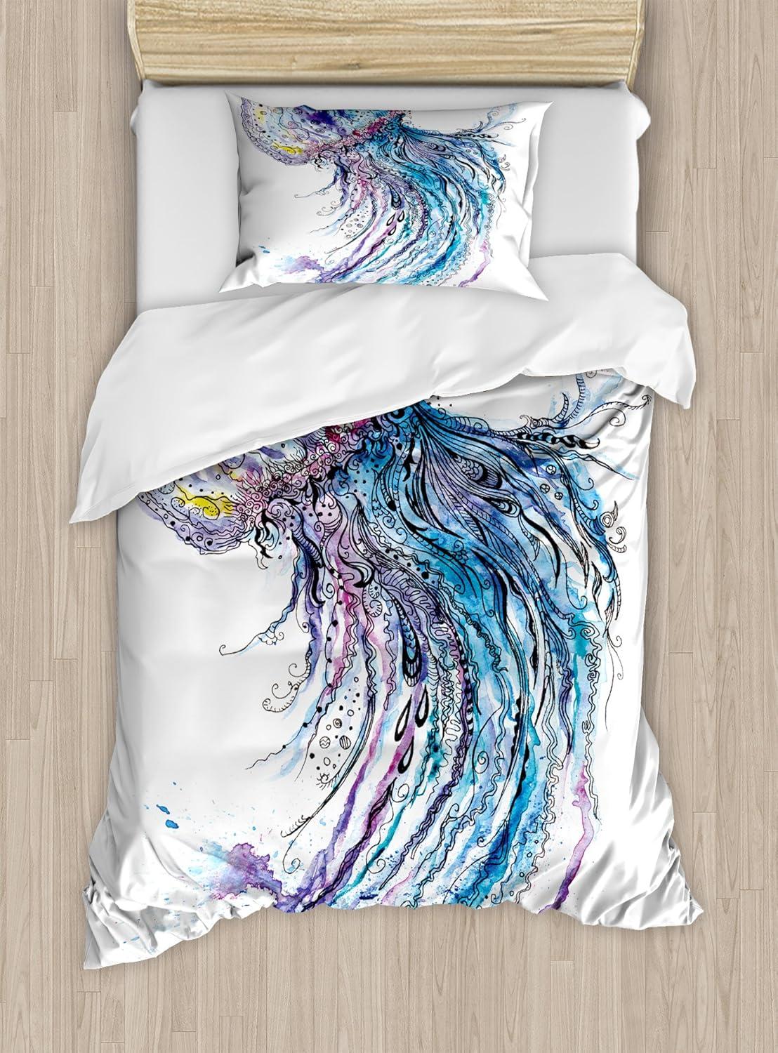 Jellyfish Coastal Duvet Cover Set