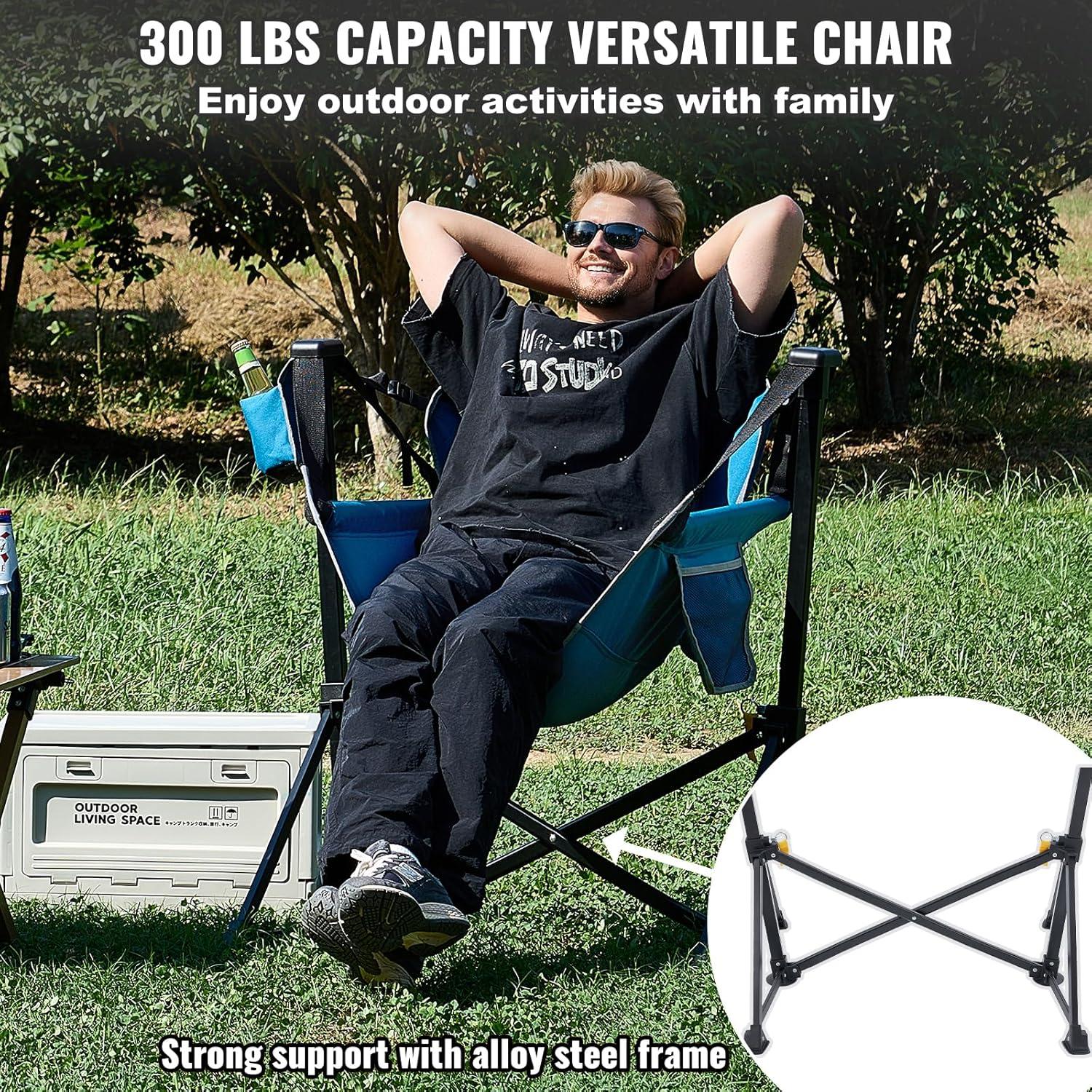 Black and Gray Mesh Reclining Camping Hammock Chair with Cup Holder