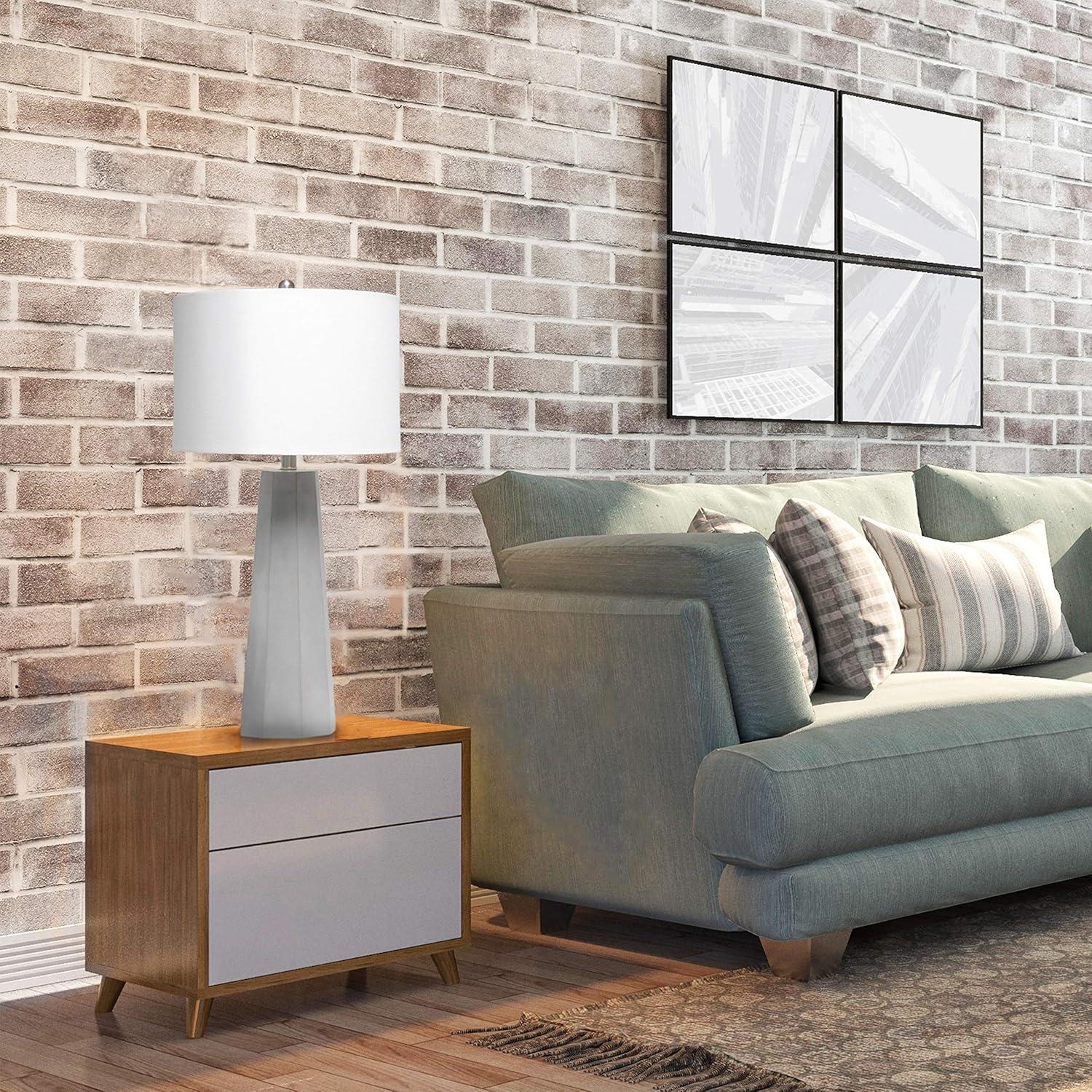 Elegant Designs Concrete Table Lamp with Fabric Shade