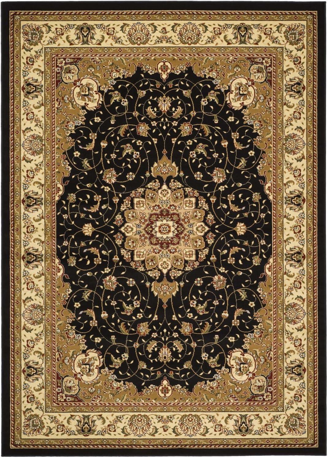 Lyndhurst LNH329 Power Loomed Area Rug - Black/Ivory - 4'x6' - Safavieh
