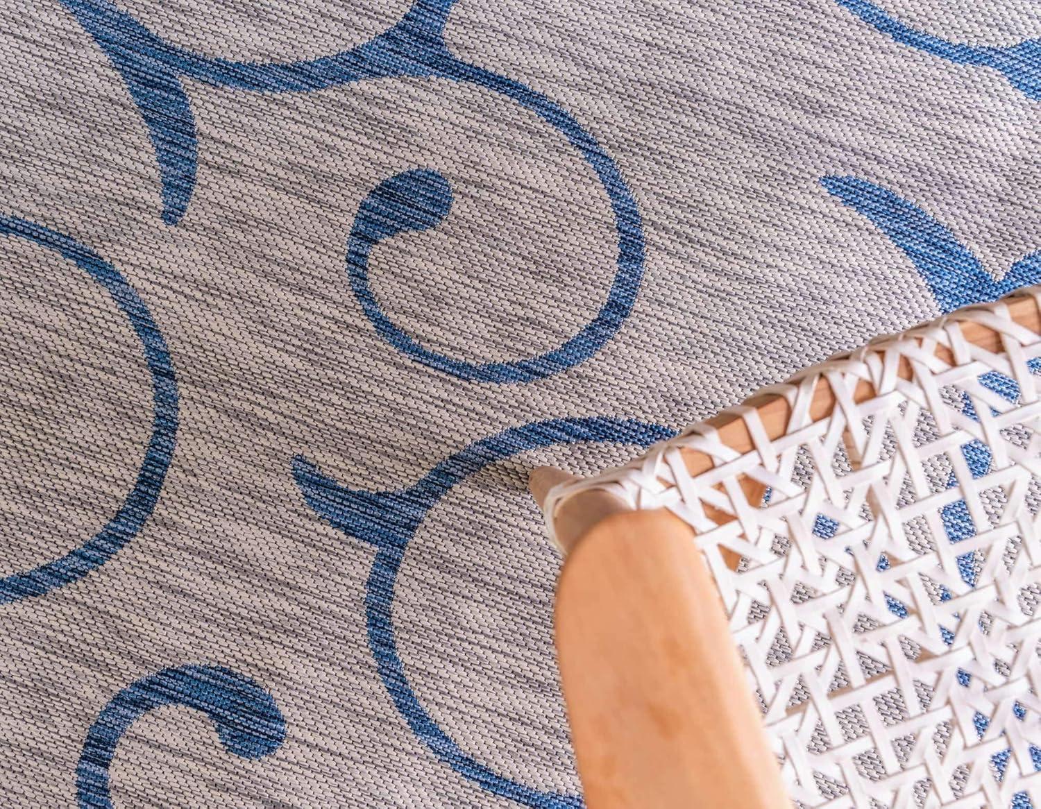 Unique Loom 7' 0 x 10' 0 Rectangle Indoor/Outdoor Botanical Gray Area Rug