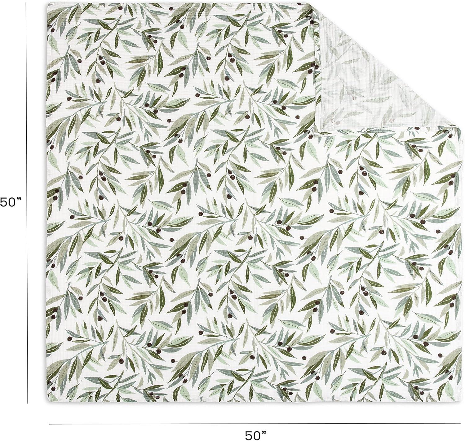 Standard Green and White Floral Cotton Blanket