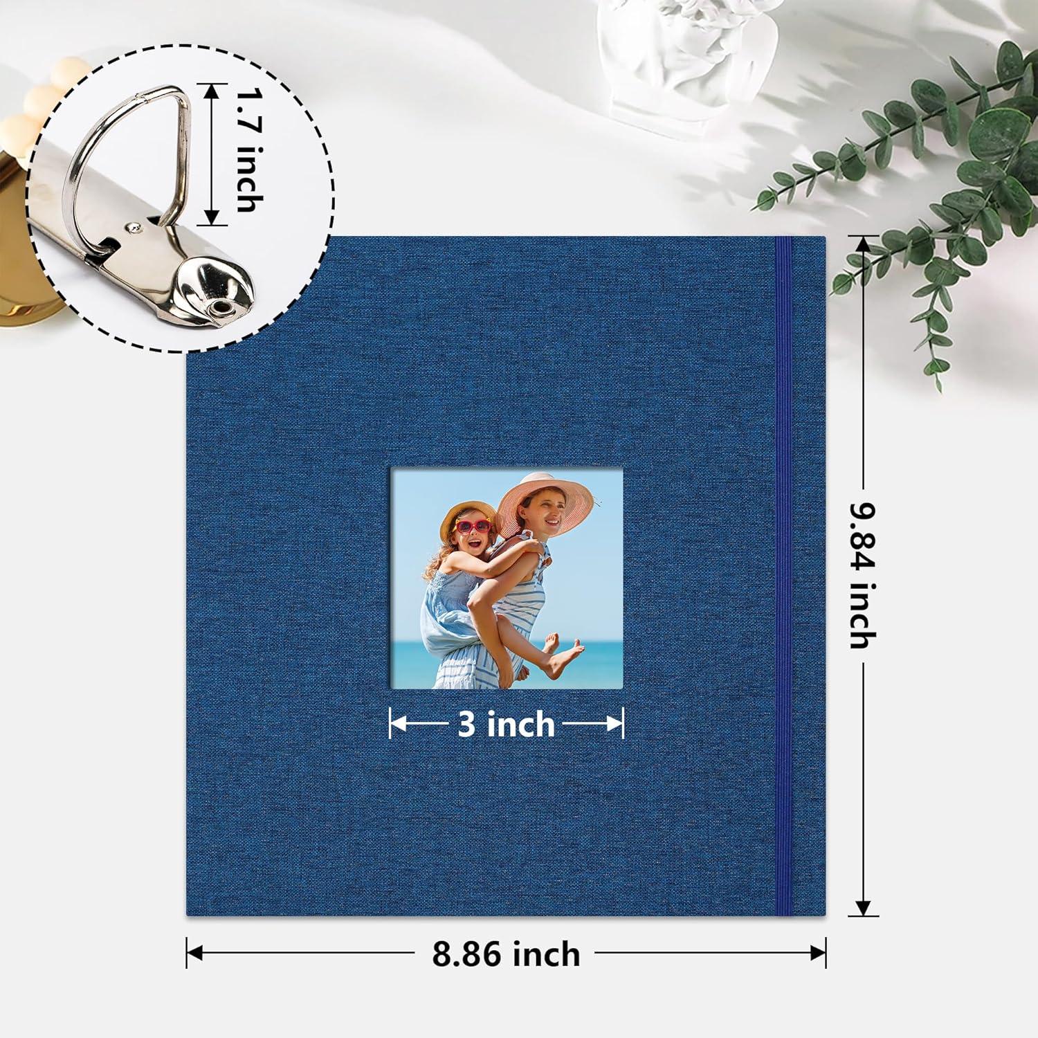 QUALITY FLOORING INC. Photo Album 4X6 100 Pockets, Linen Scrapbook Photo Album, 3 Ring Binder Album With 50 Scrapbook Pages, And 20 Self-Adhesive Pages, Travel Family Wedding