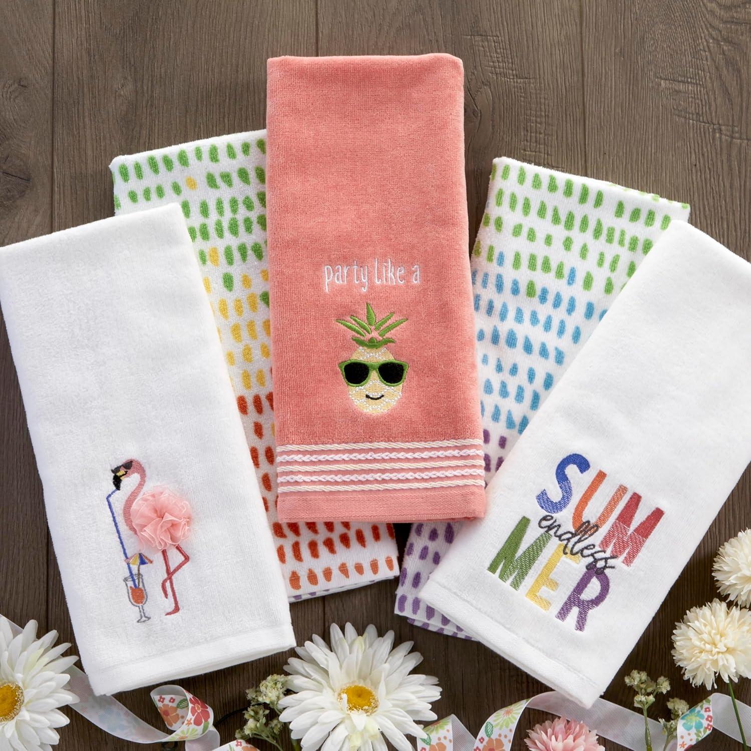 SKL Home 2pc Party Pineapple Hand Towels : Microfiber, Machine Washable, Non-Slip Backing