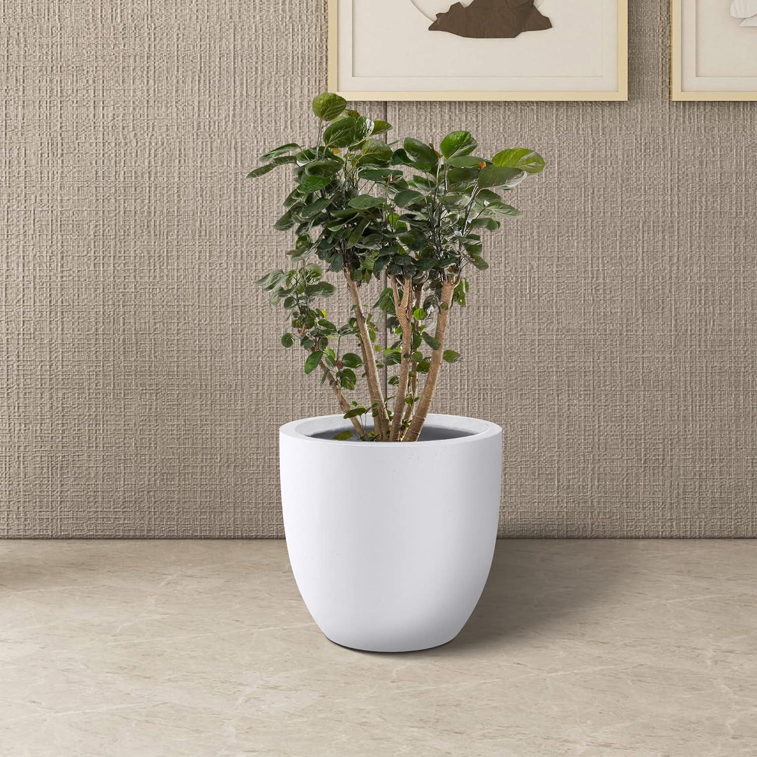 Kante  12 in. Tall Lightweight Concrete Indoor/Outdoor Round Planter white