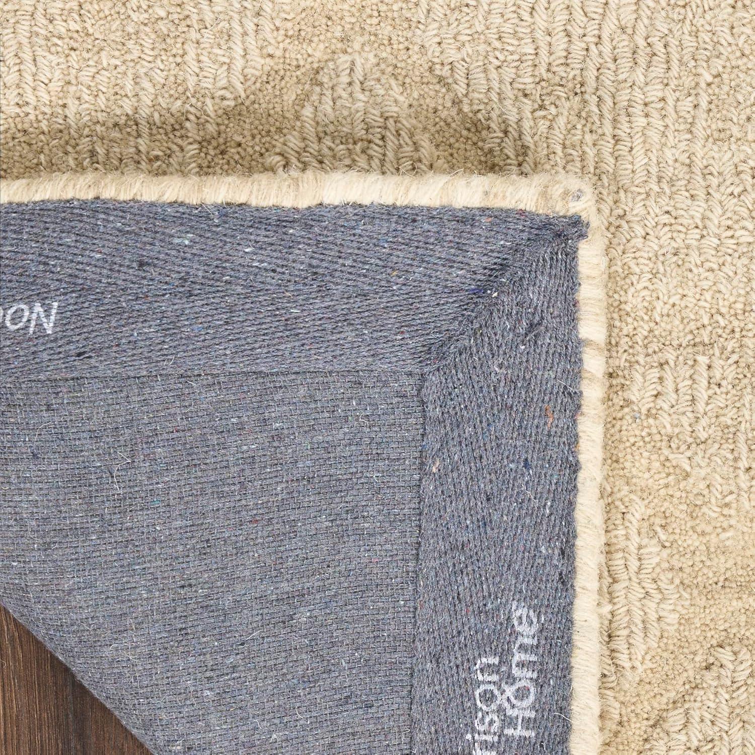 Nourison 5'3"x7'3" Wool Haven Modern Handwoven Area Rug Beige: Geometric Diamond Pattern, Medium Pile, Hand-Carved