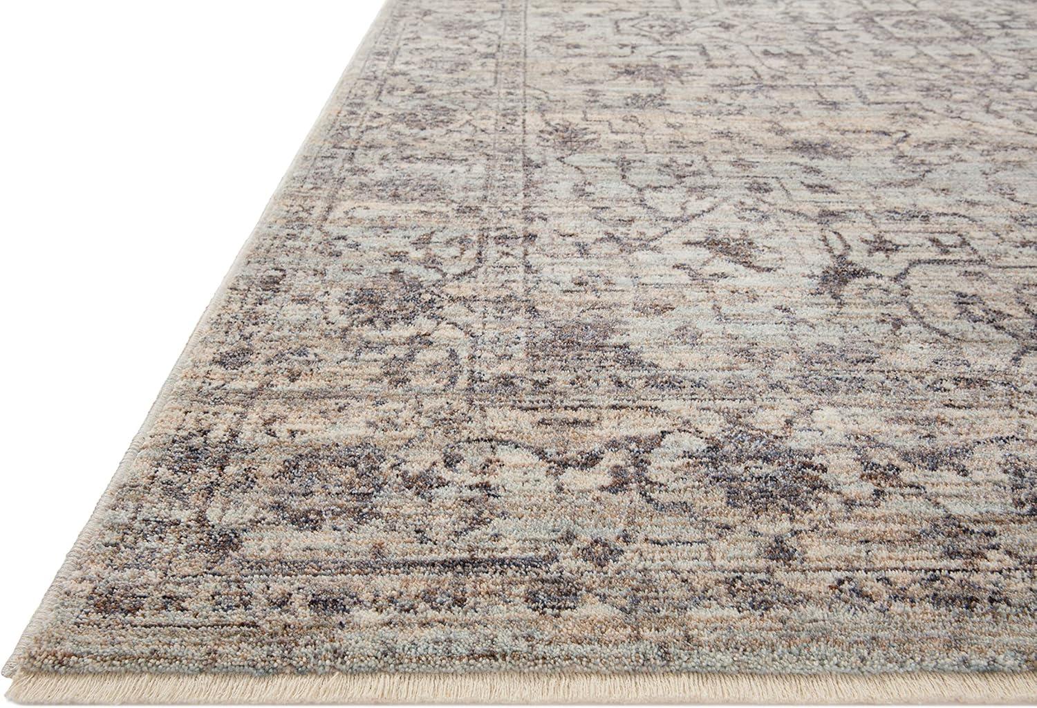 Sorrento Oriental Machine Made Power Loom Polyester Area Rug in Mist/Charcoal