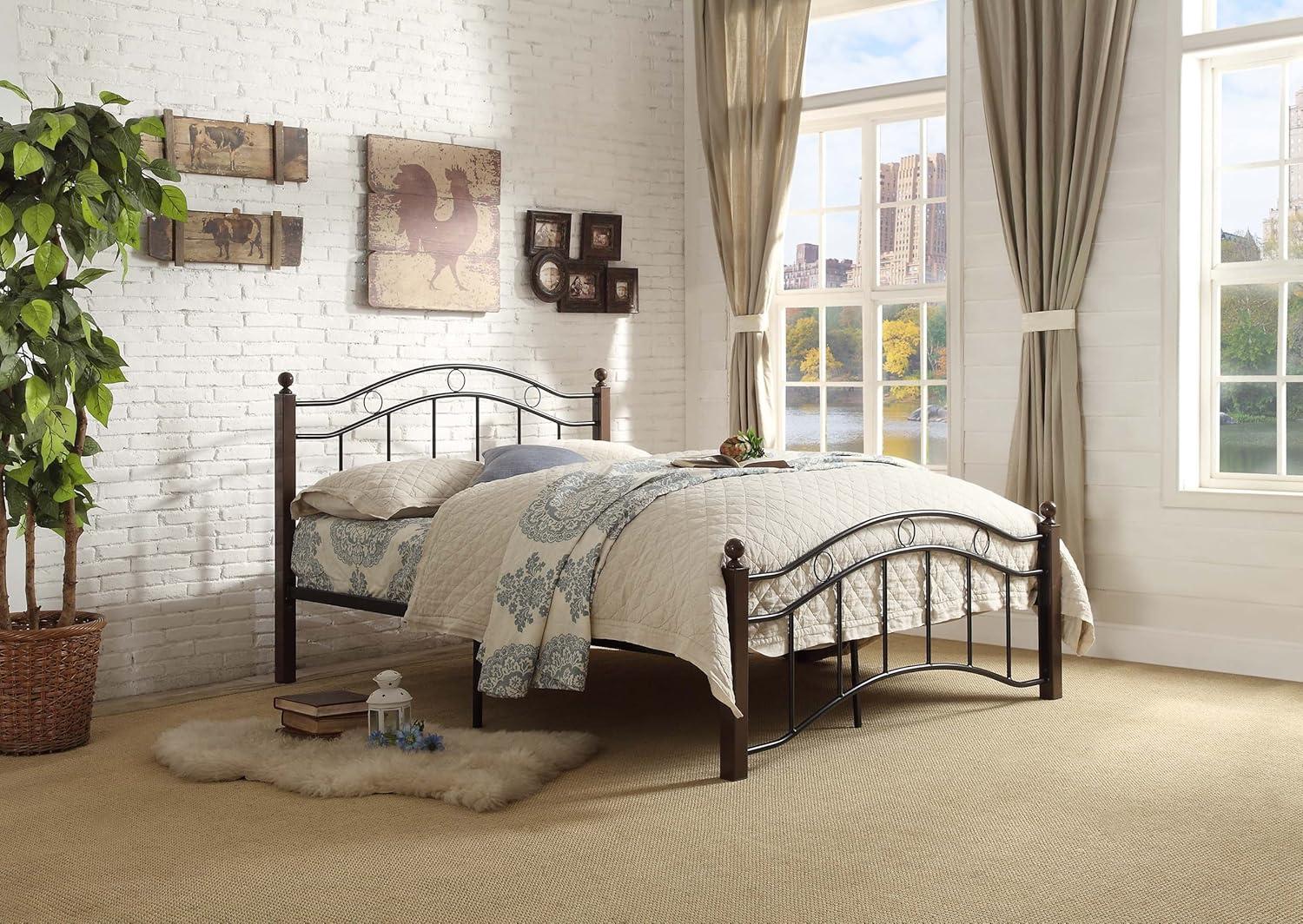 Weston Home Lexicon Averny Traditional Metal Frame Full Platform Bed in Black
